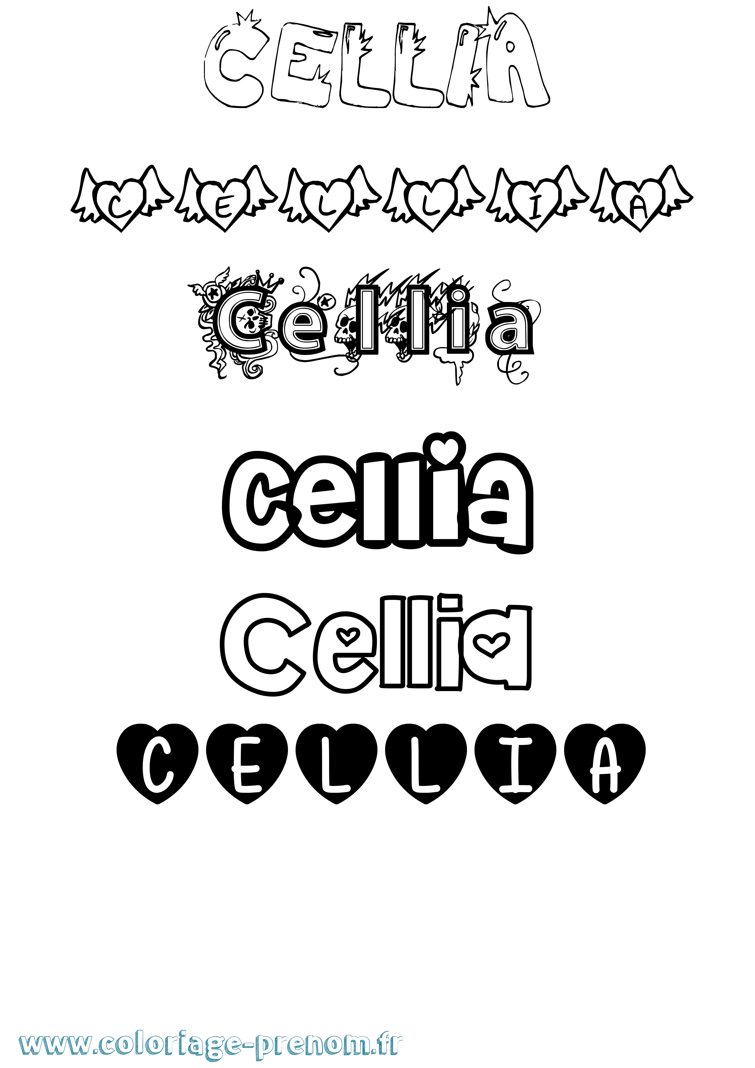 Coloriage Cellia Girly Coloriage prénom Cellia Girly