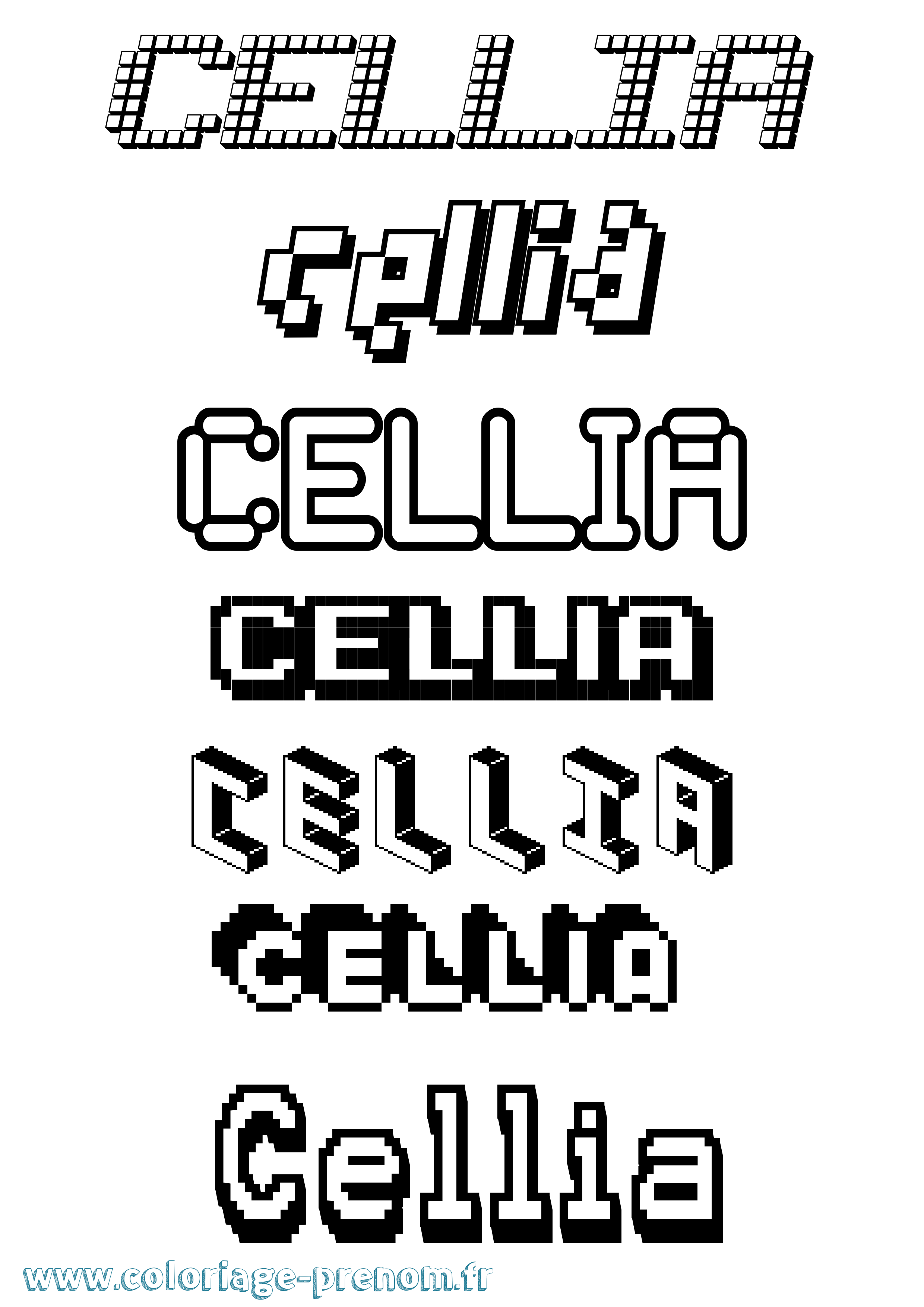 Coloriage Cellia Pixel Coloriage prénom Cellia Pixel