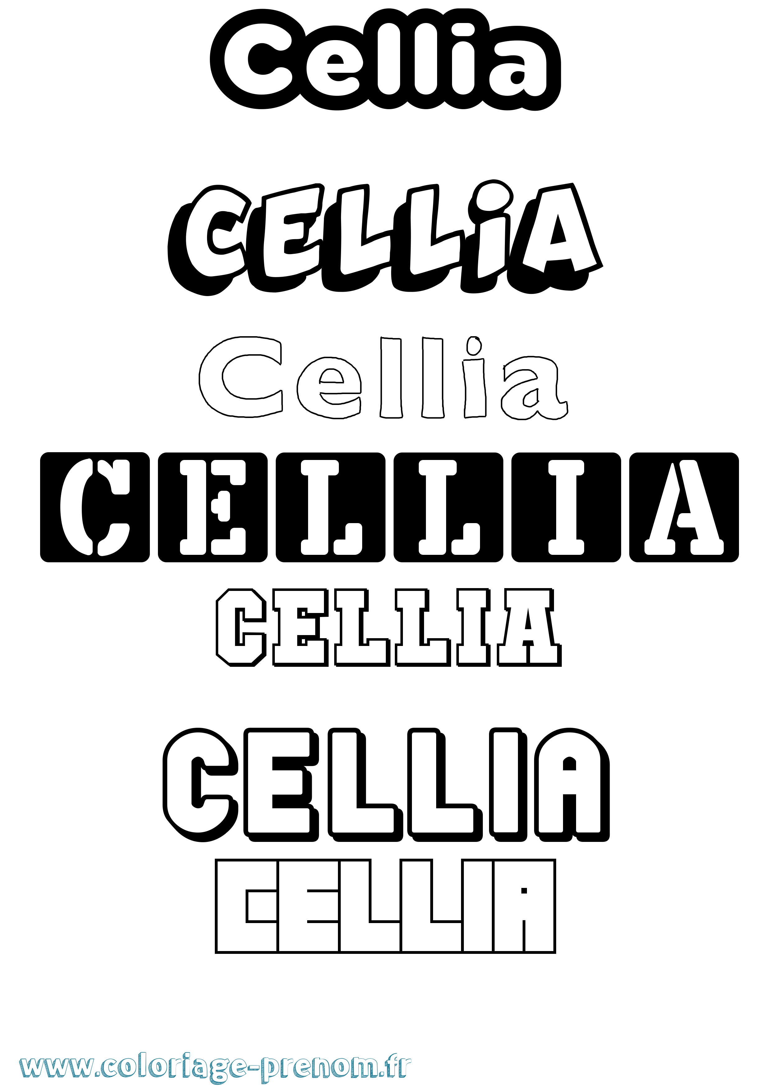 Coloriage Cellia Simple Coloriage prénom Cellia Simple