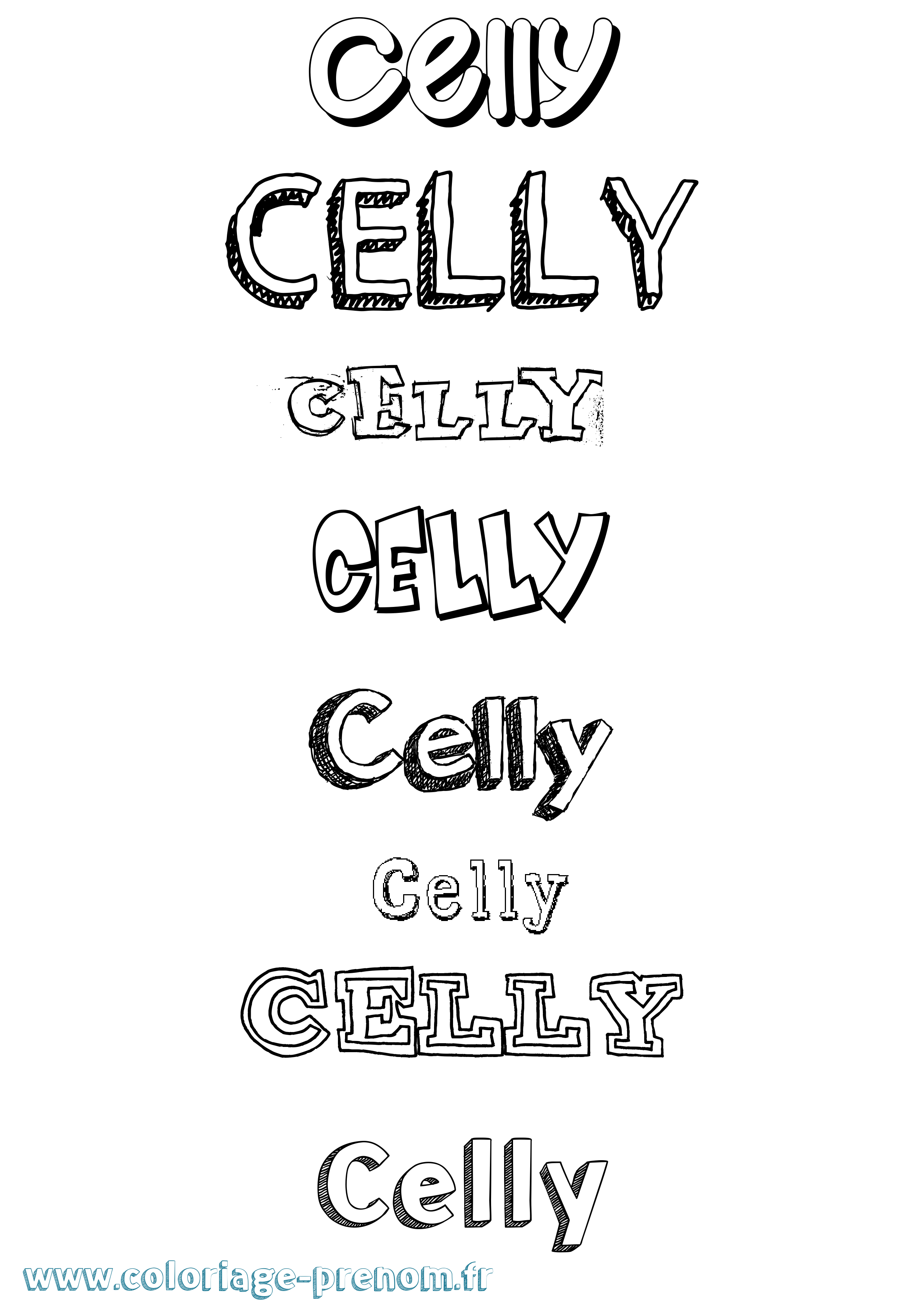Coloriage Celly Dessiné Coloriage prénom Celly Dessiné