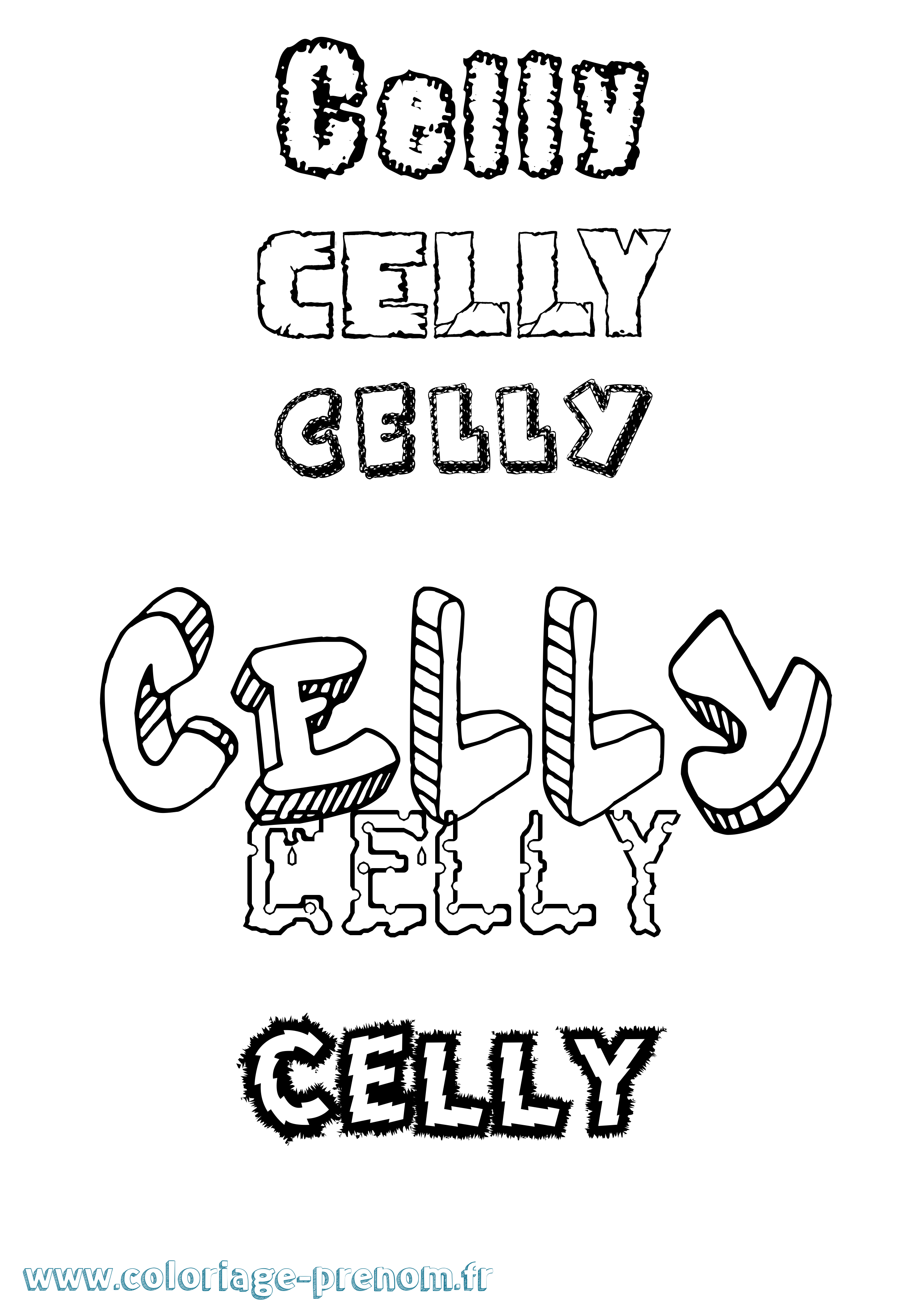 Coloriage prénom Celly Destructuré
