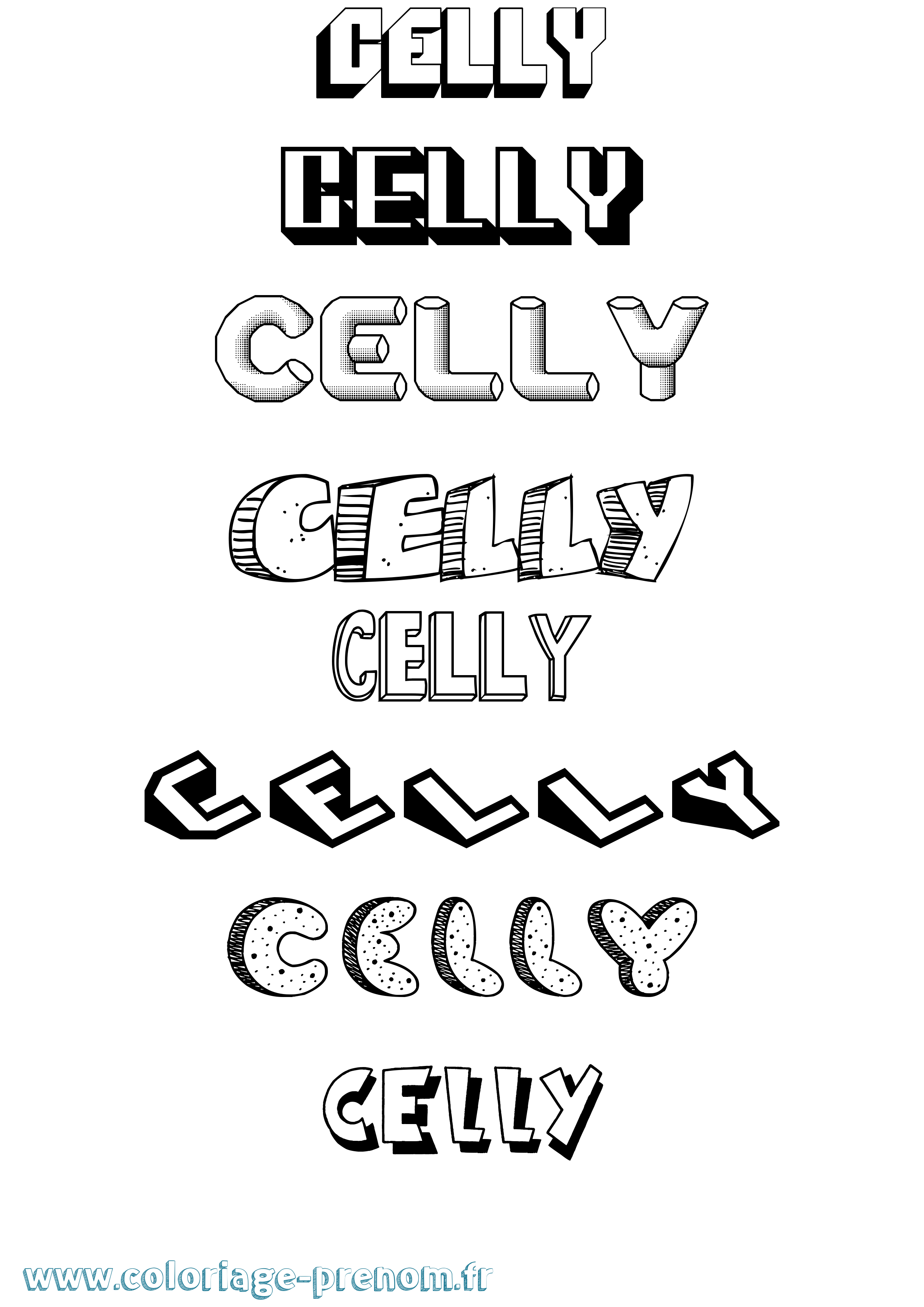 Coloriage prénom Celly Effet 3D