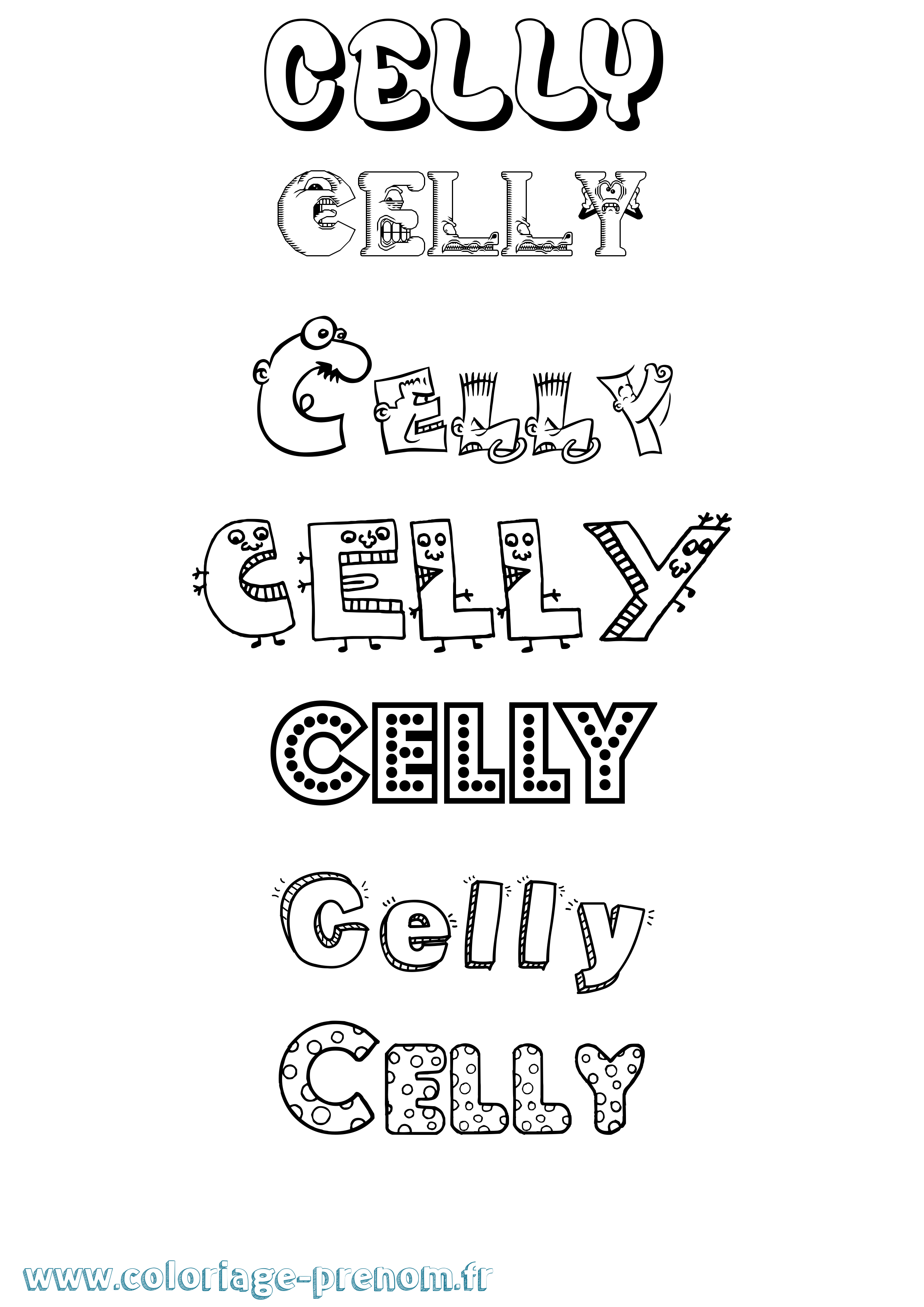 Coloriage prénom Celly Fun