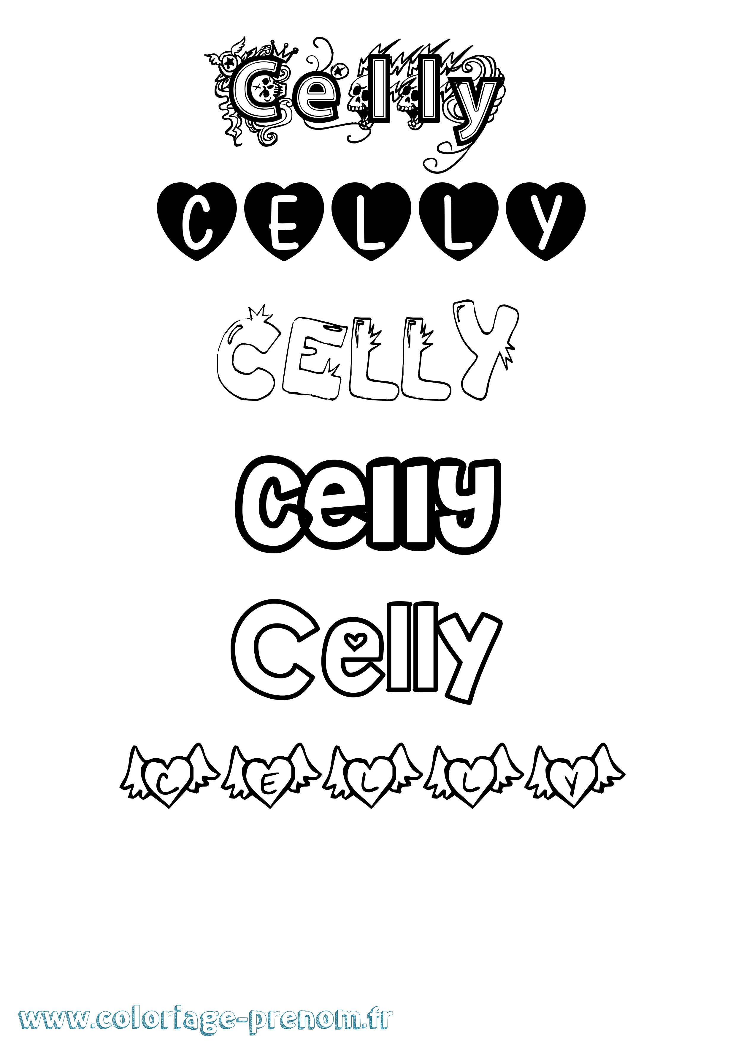 Coloriage prénom Celly Girly