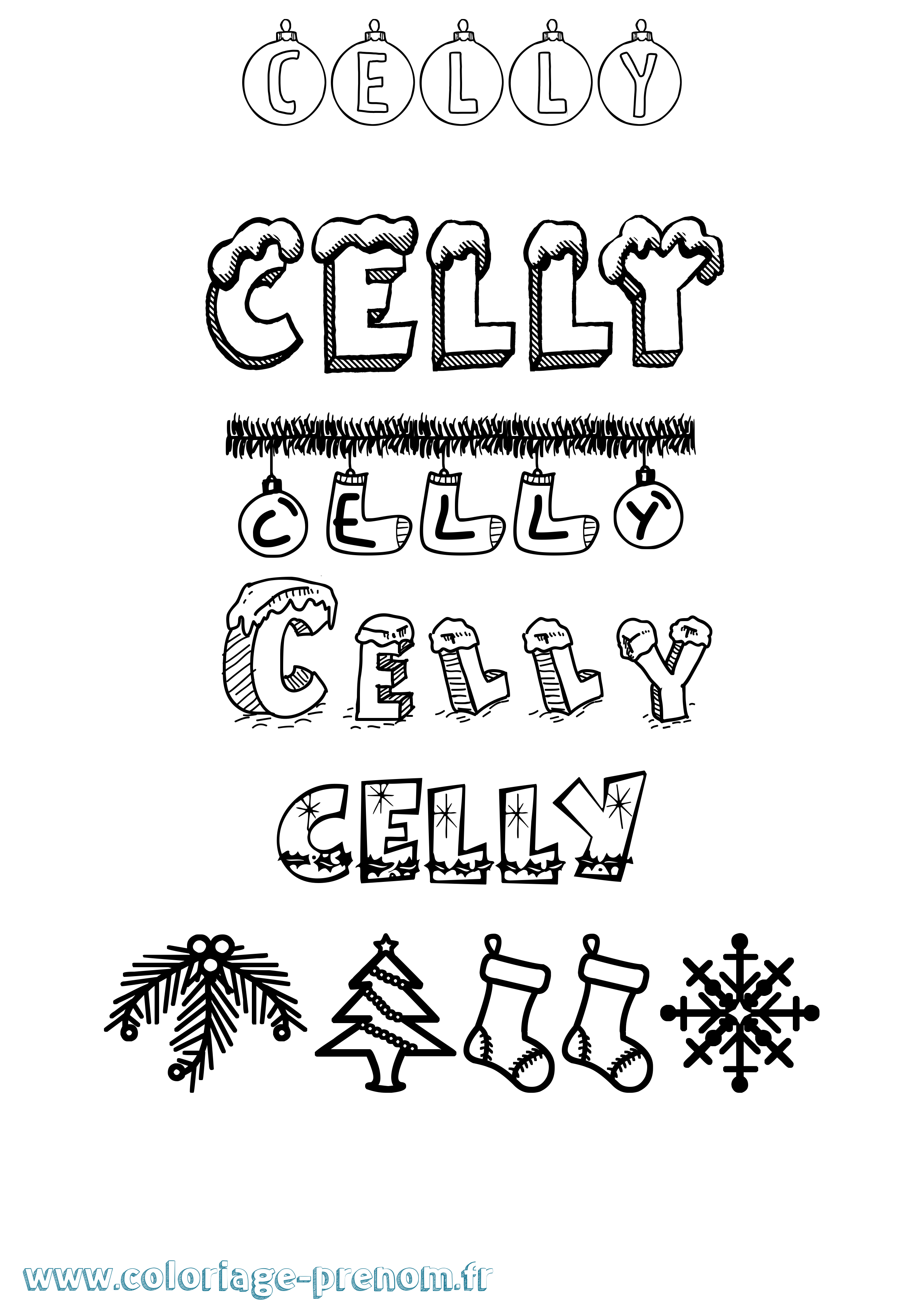 Coloriage Celly Noël Coloriage prénom Celly Noël