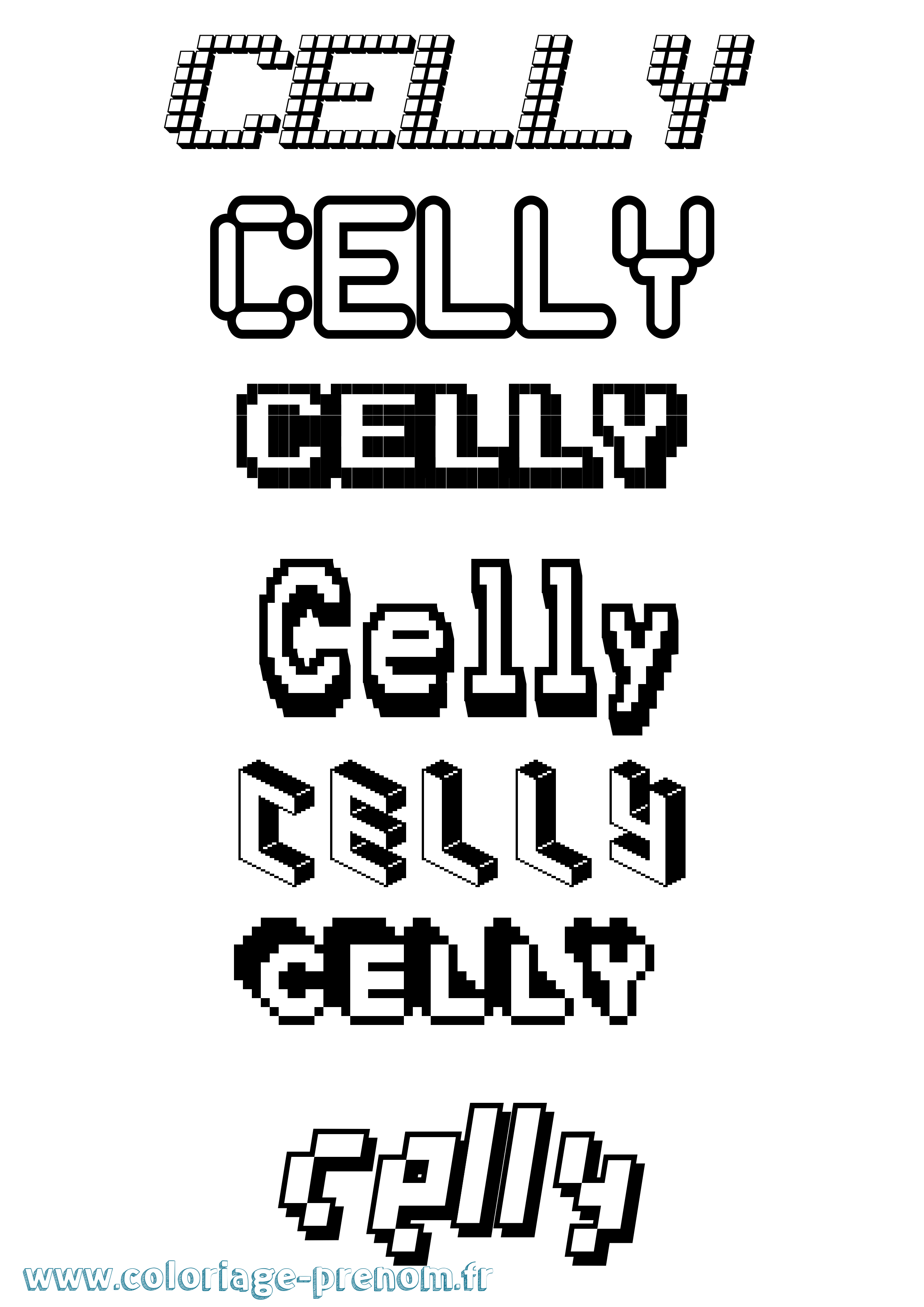Coloriage prénom Celly Pixel