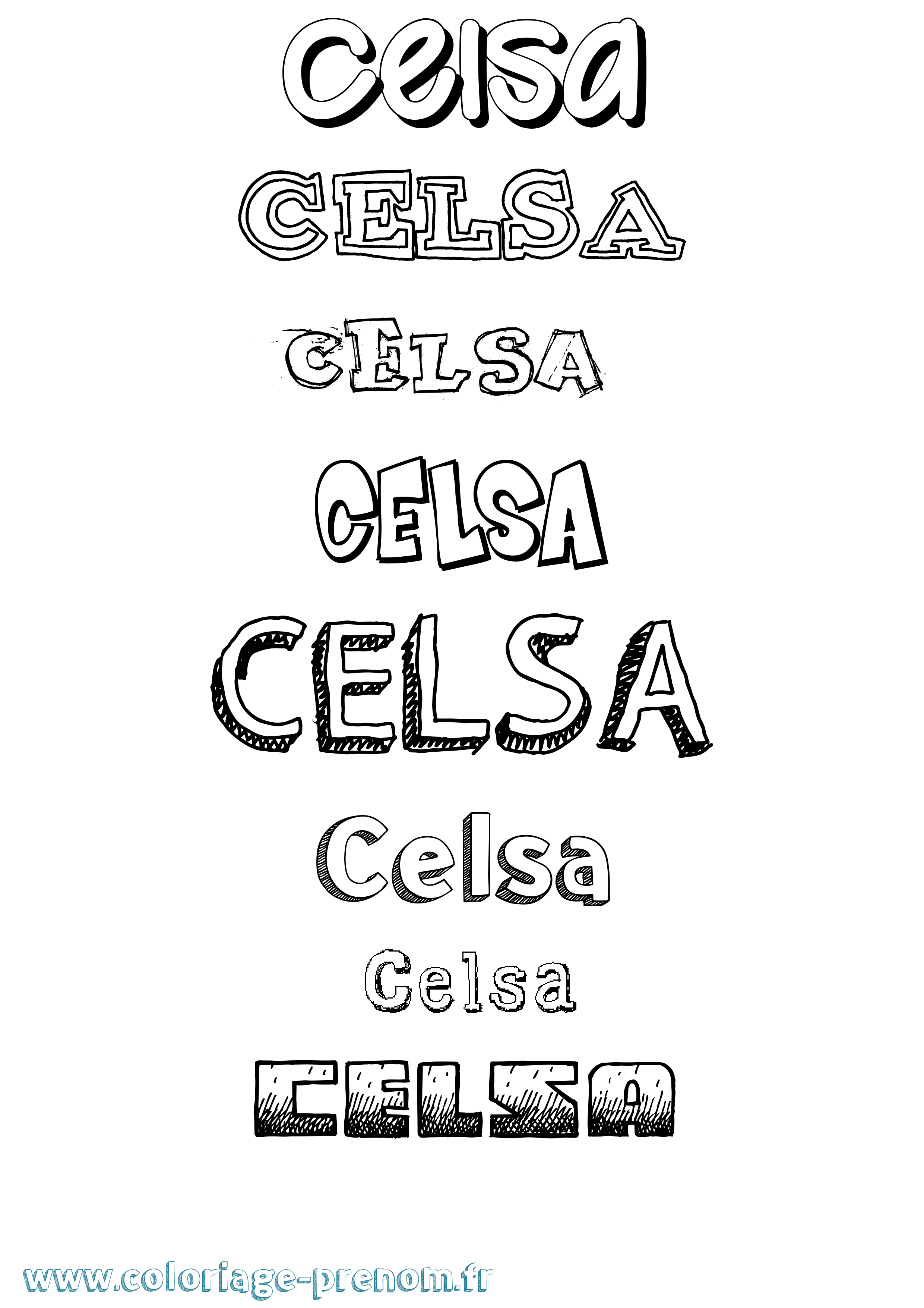 Coloriage prénom Celsa Dessiné