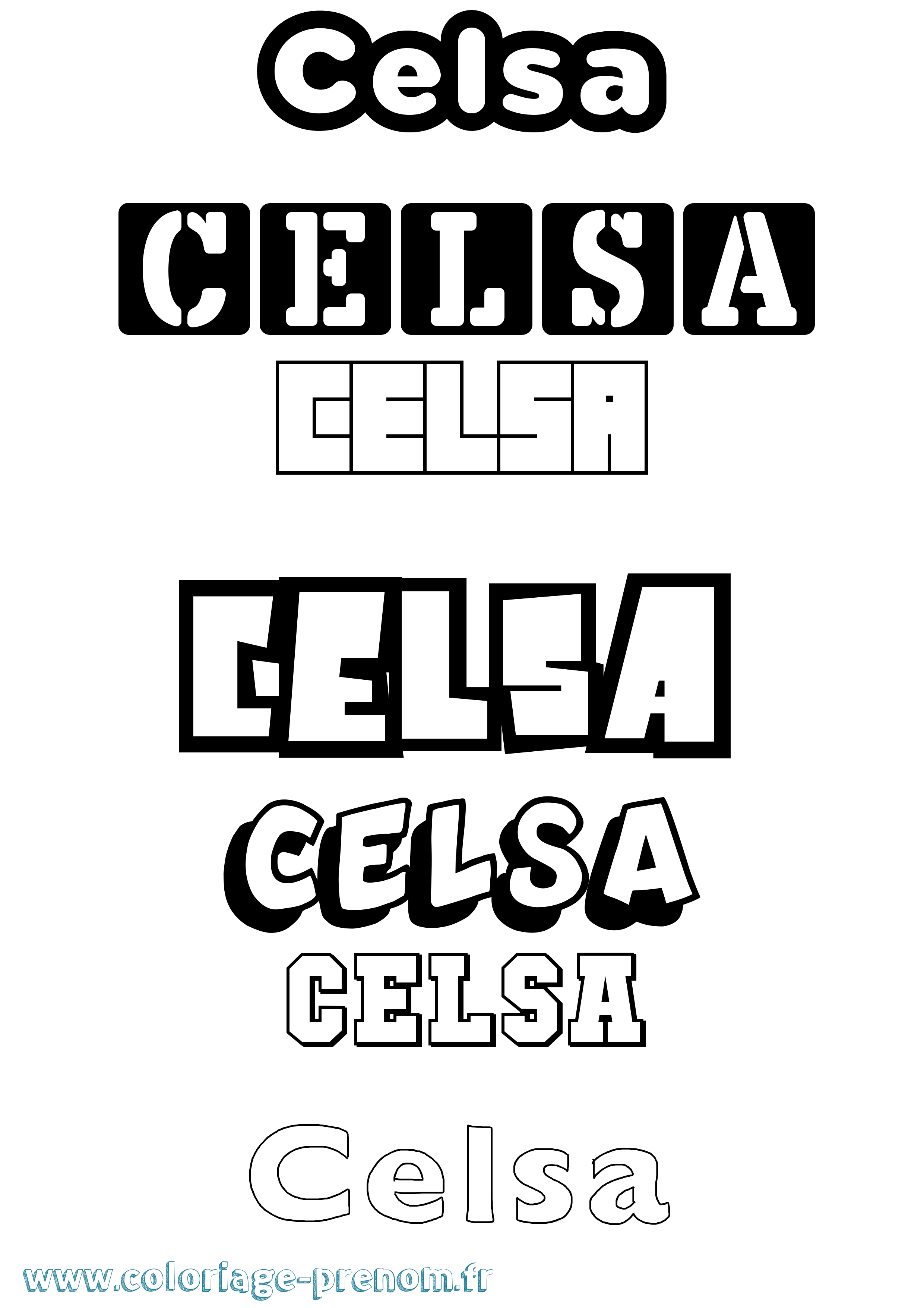 Coloriage prénom Celsa Simple