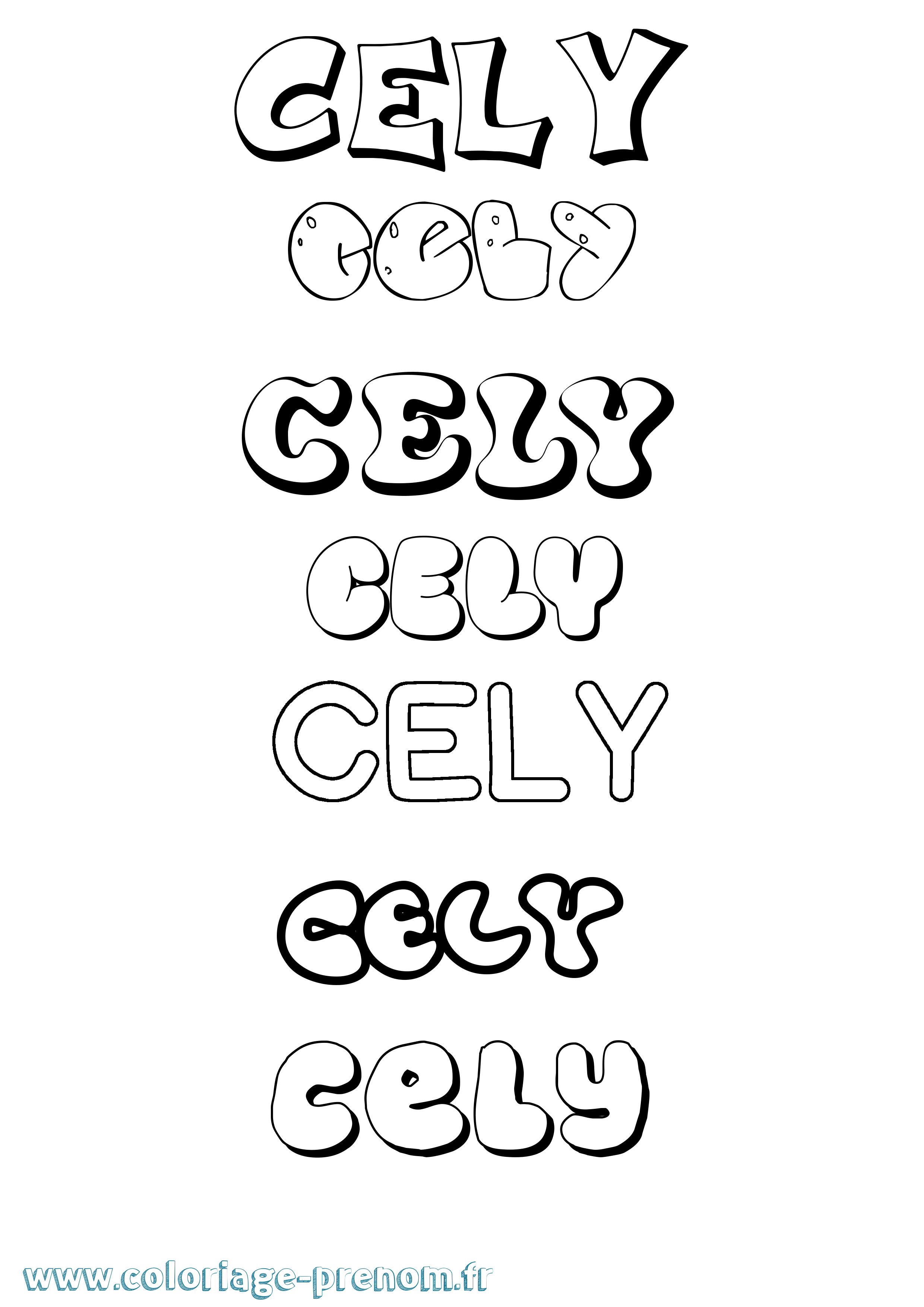 Coloriage Cely Bubble Coloriage prénom Cely Bubble