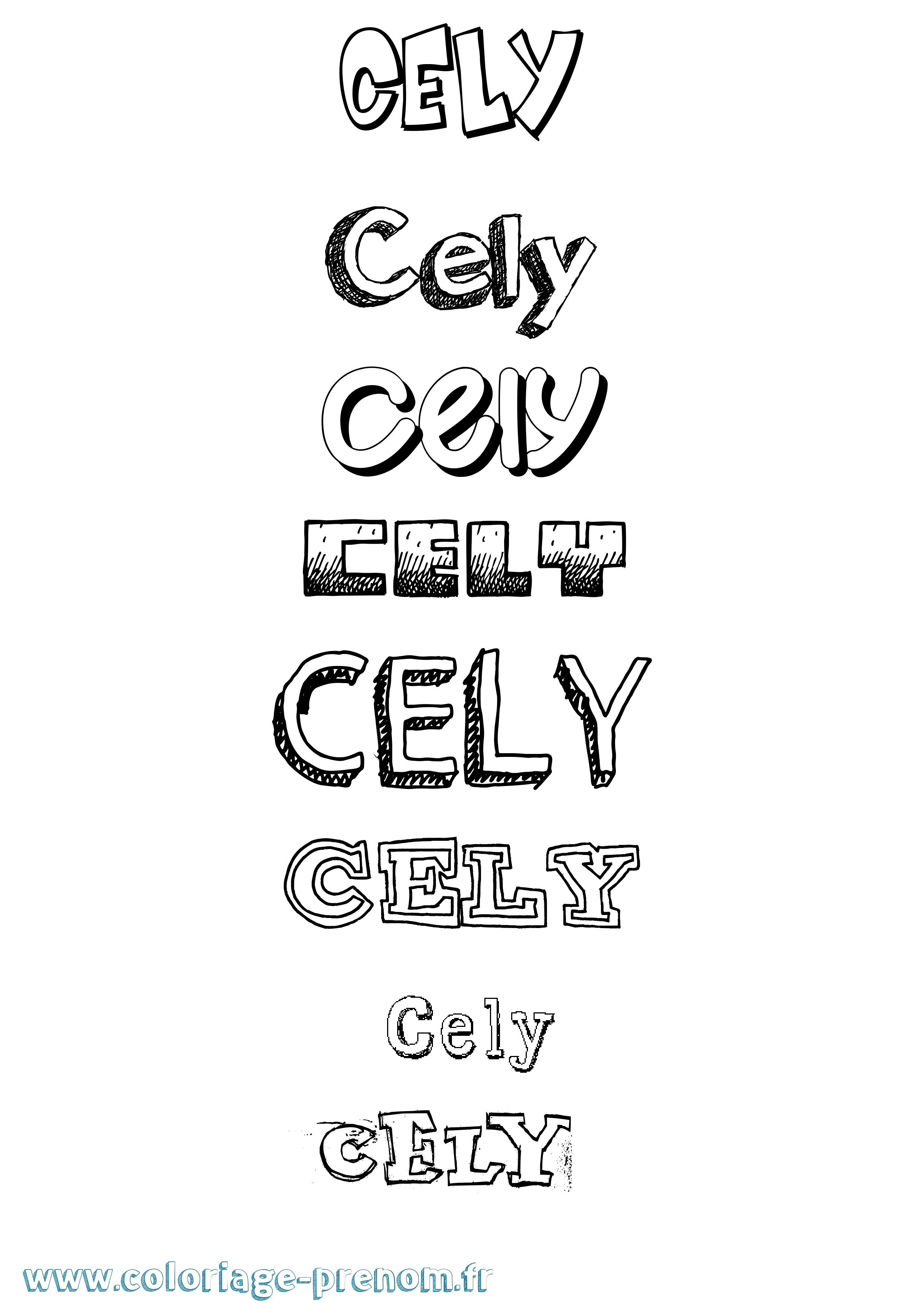 Coloriage prénom Cely Dessiné