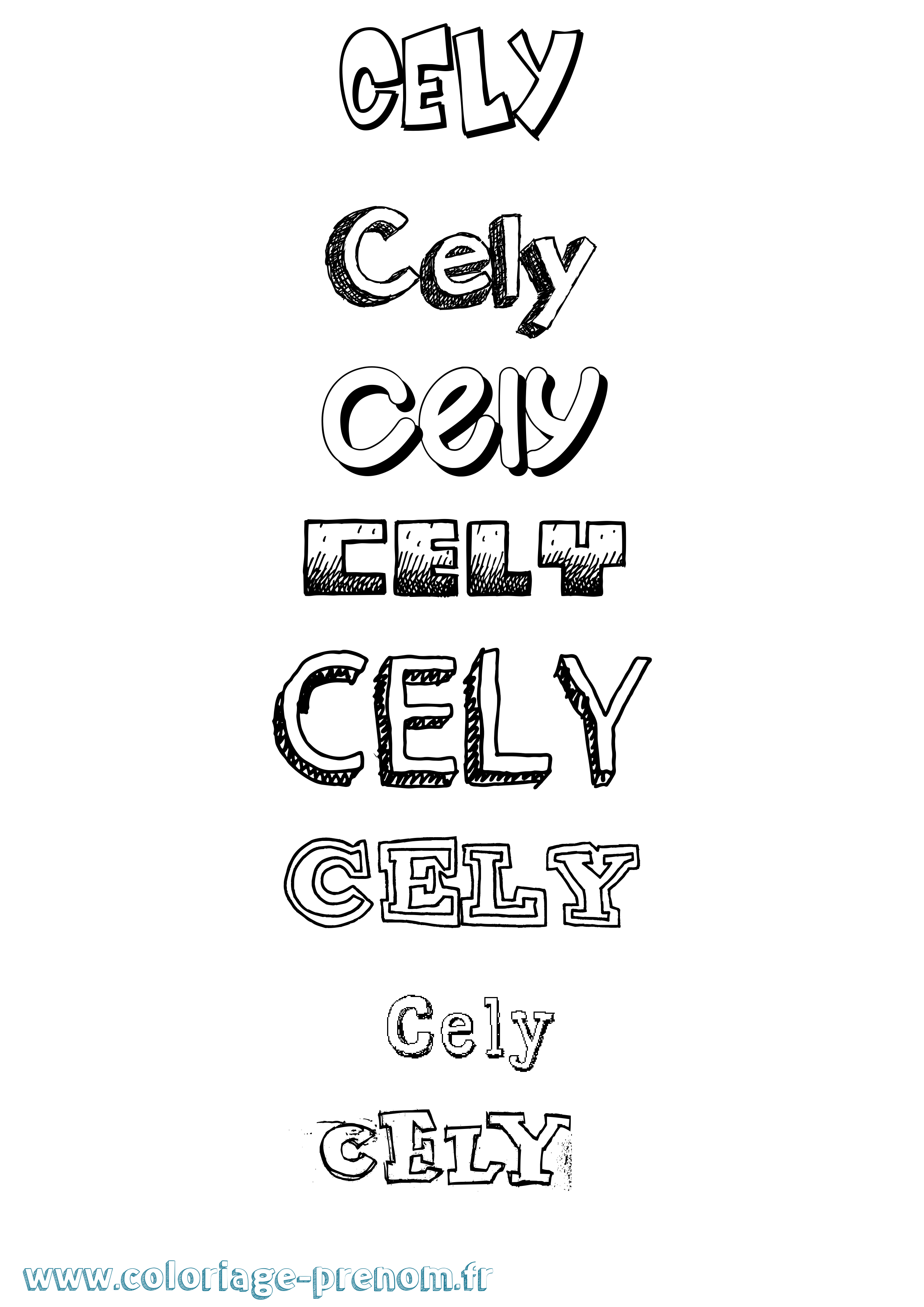 Coloriage Cely Dessiné Coloriage prénom Cely Dessiné