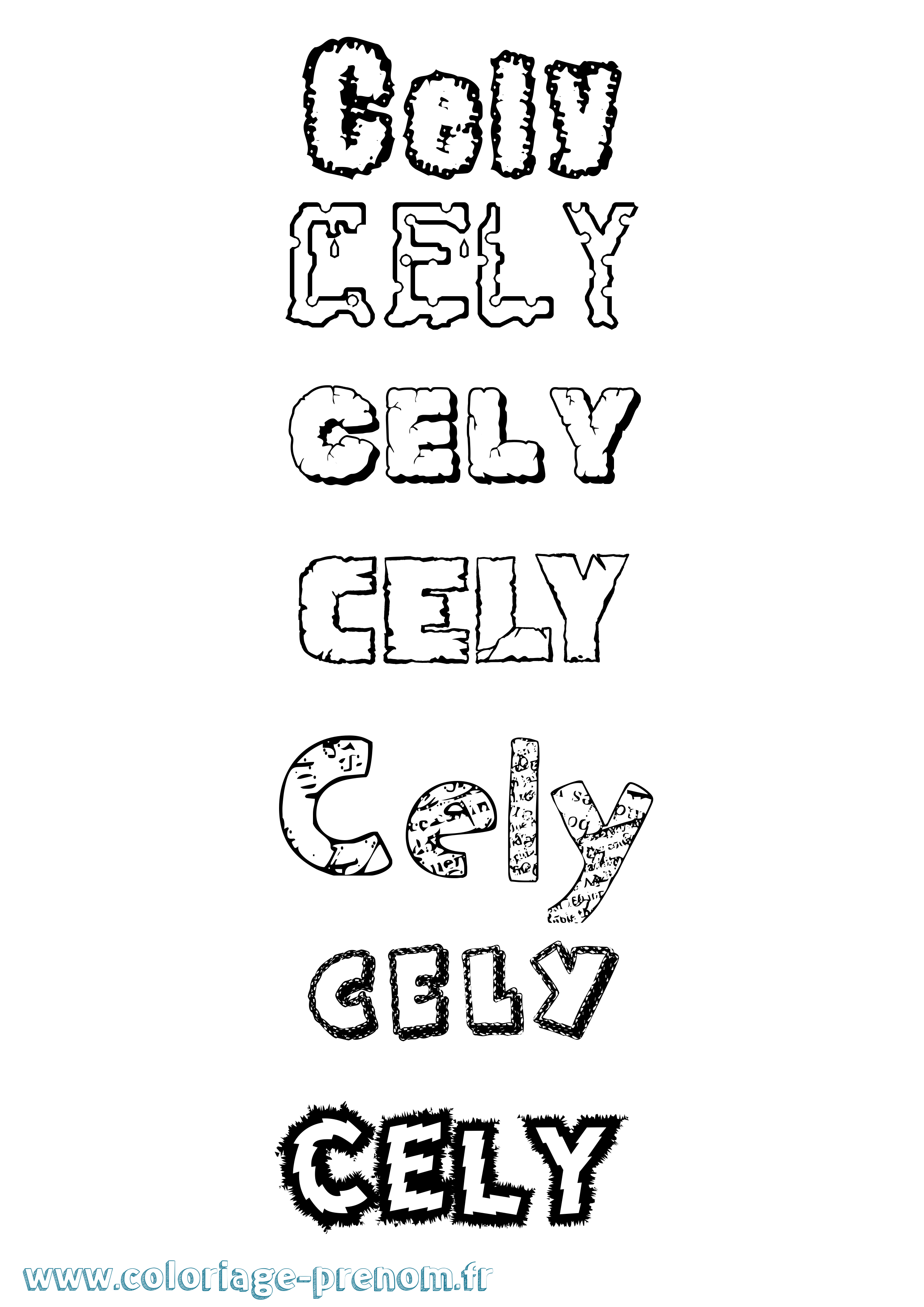 Coloriage Cely Destructuré Coloriage prénom Cely Destructuré