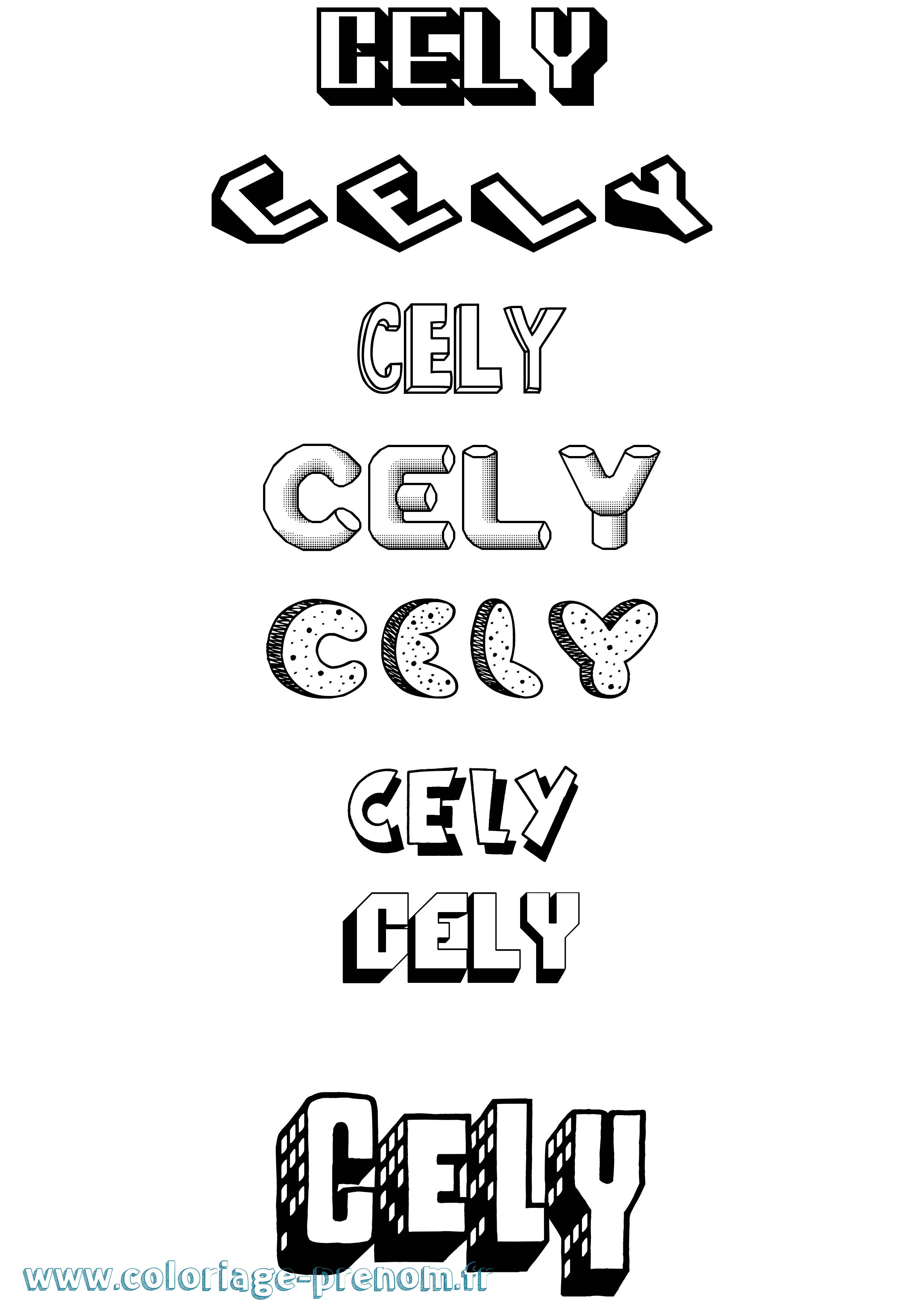 Coloriage Cely Effet 3D Coloriage prénom Cely Effet 3D