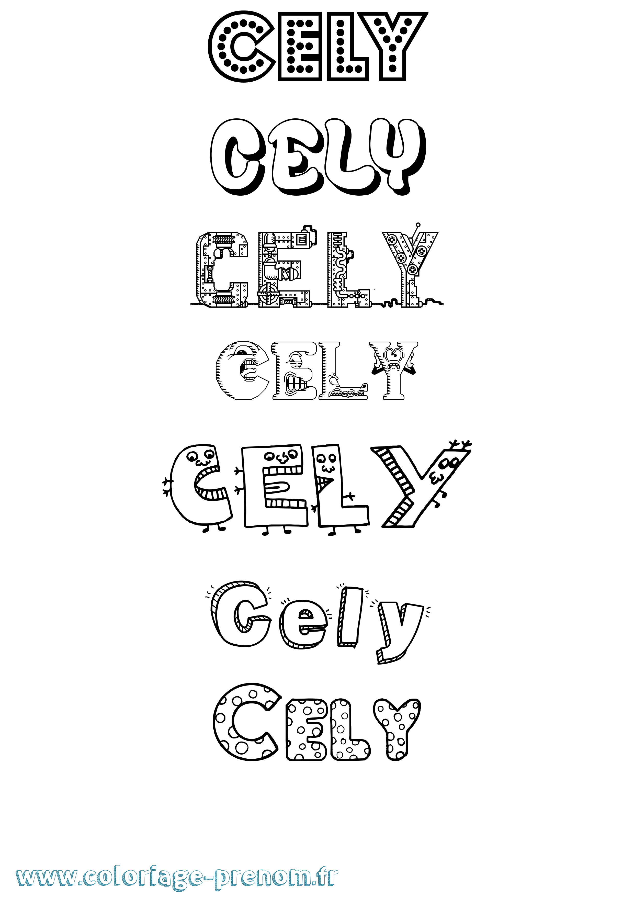 Coloriage Cely Fun Coloriage prénom Cely Fun