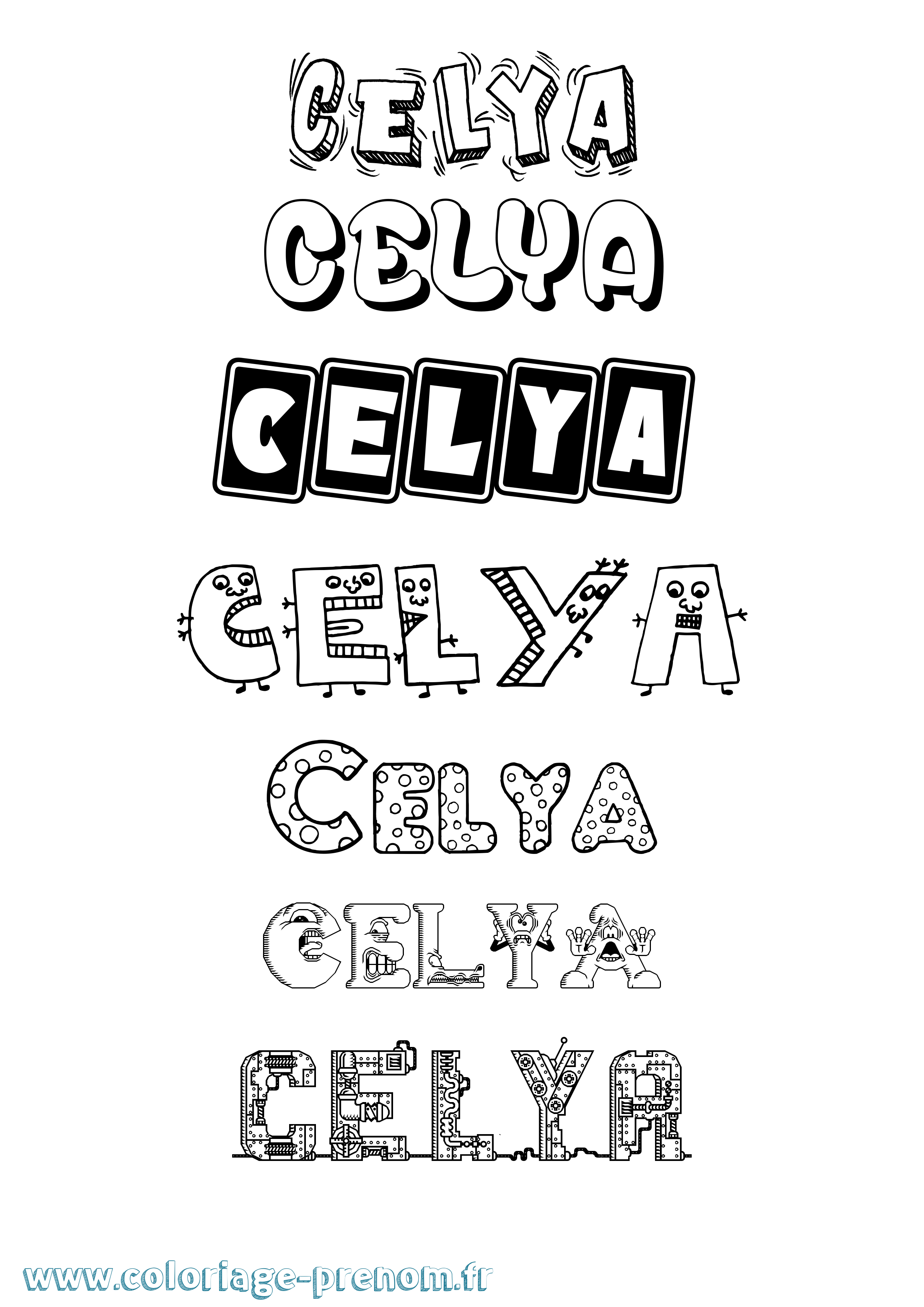 Coloriage prénom Celya Fun