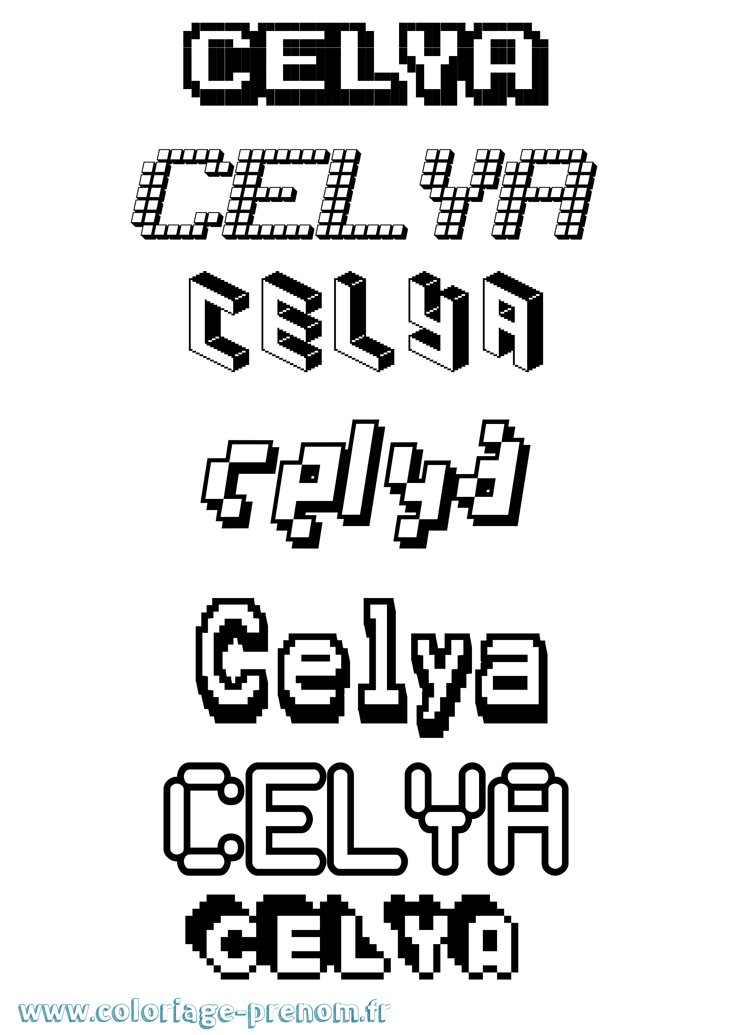 Coloriage prénom Celya Pixel