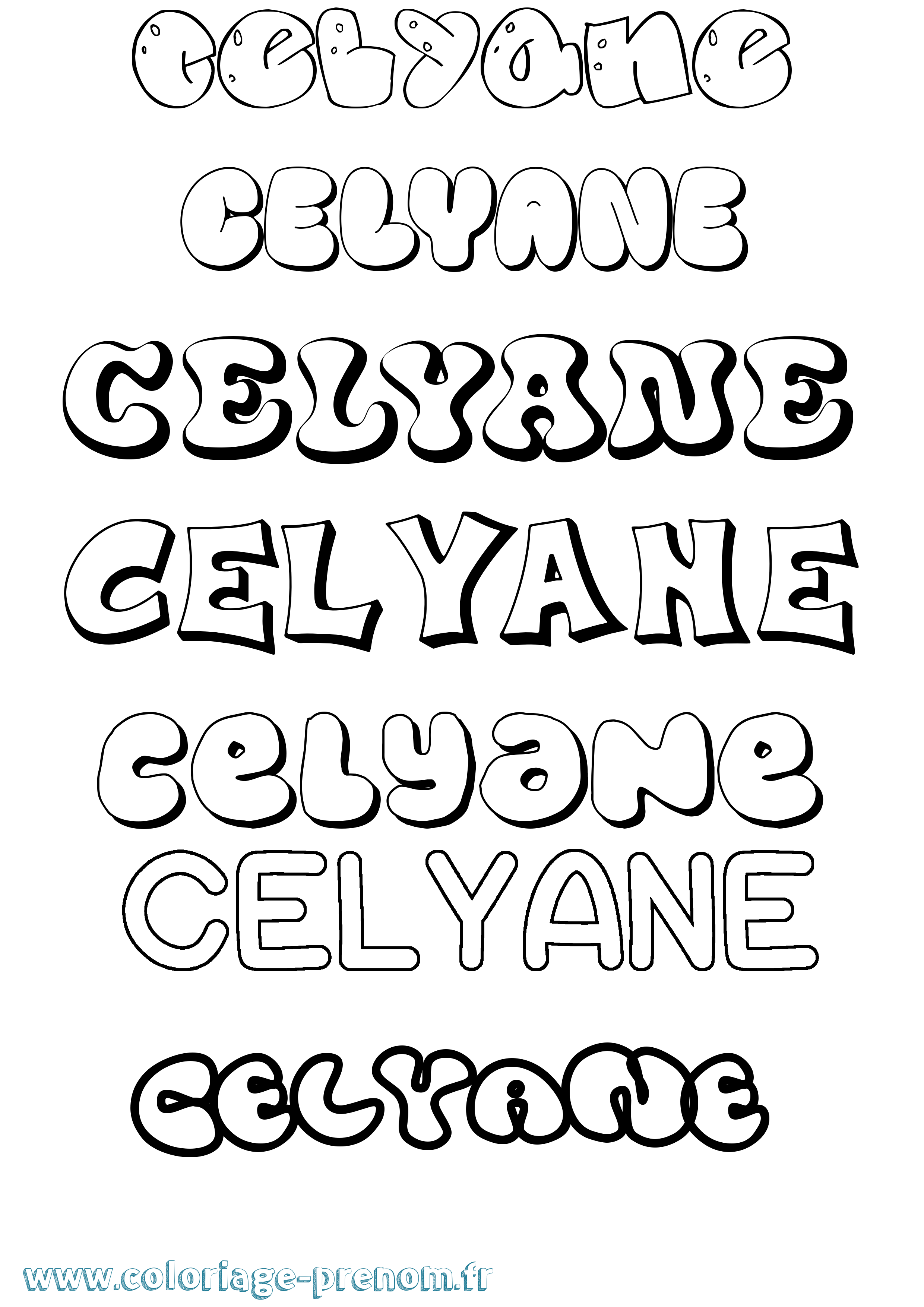 Coloriage Celyane Bubble Coloriage prénom Celyane Bubble