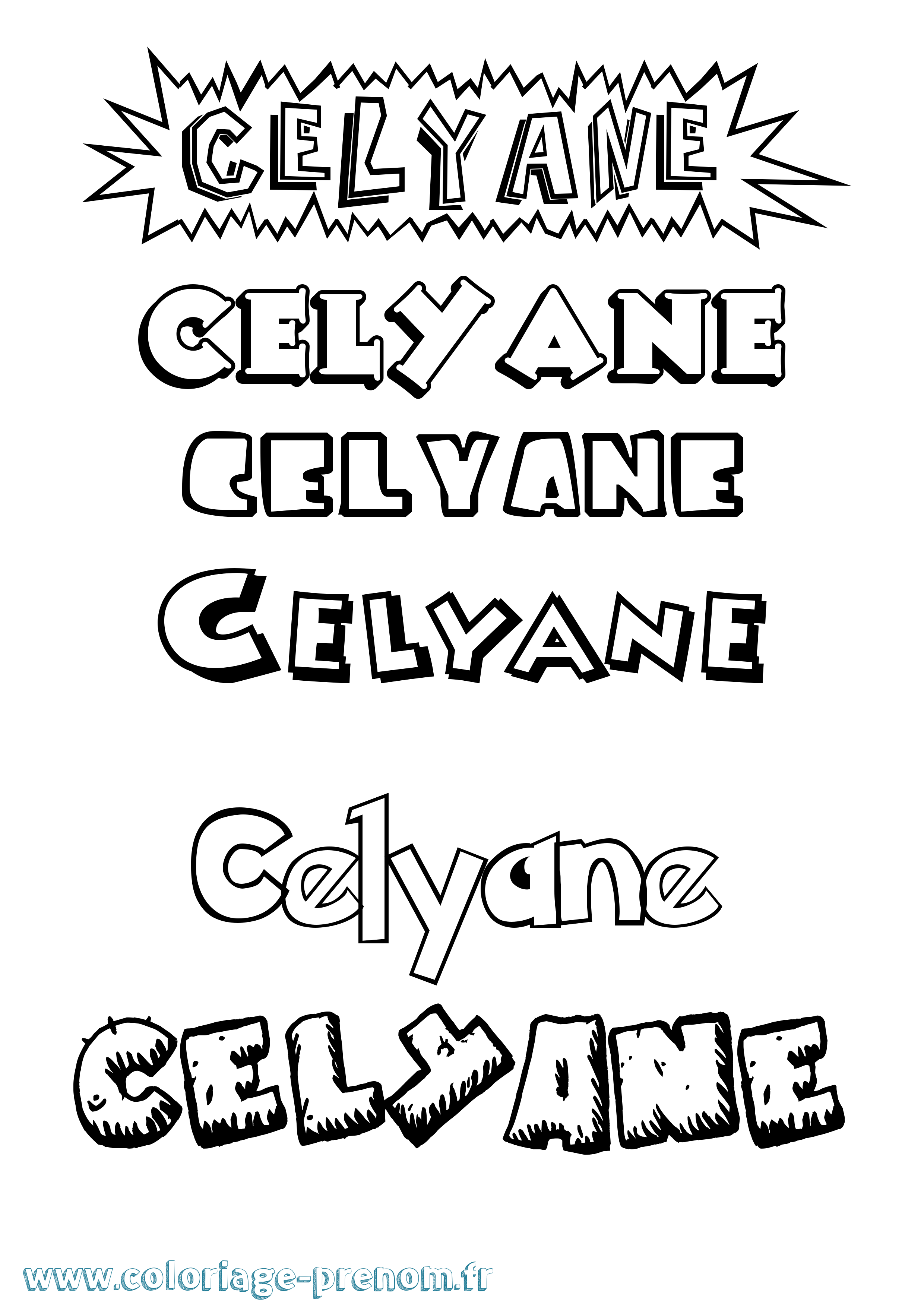 Coloriage Celyane Dessin Animé Coloriage prénom Celyane Dessin Animé