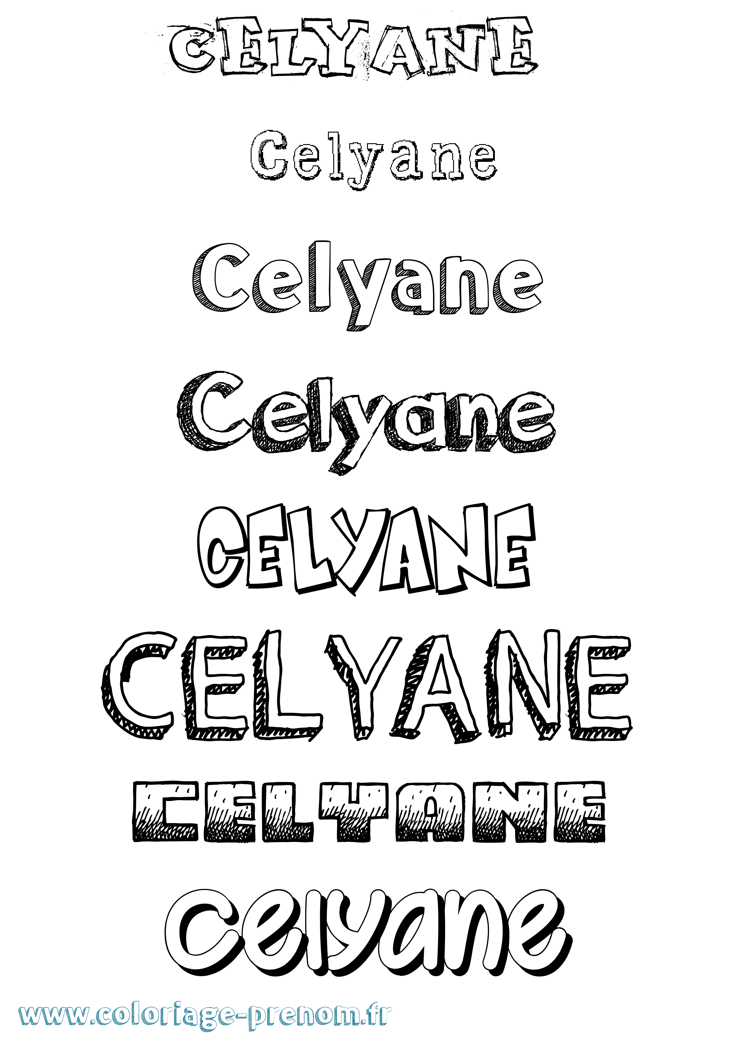 Coloriage Celyane Dessiné Coloriage prénom Celyane Dessiné