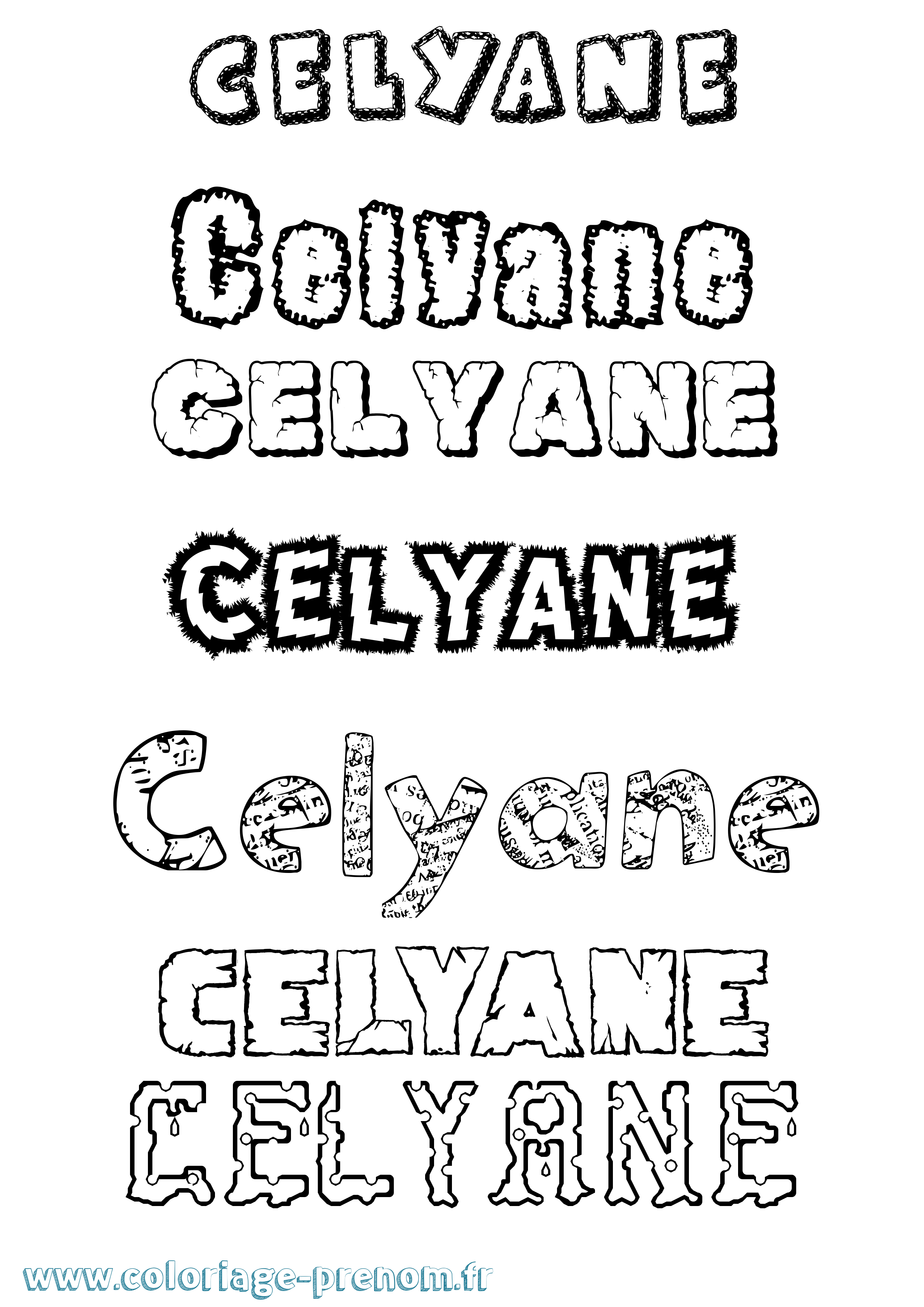 Coloriage Celyane Destructuré Coloriage prénom Celyane Destructuré