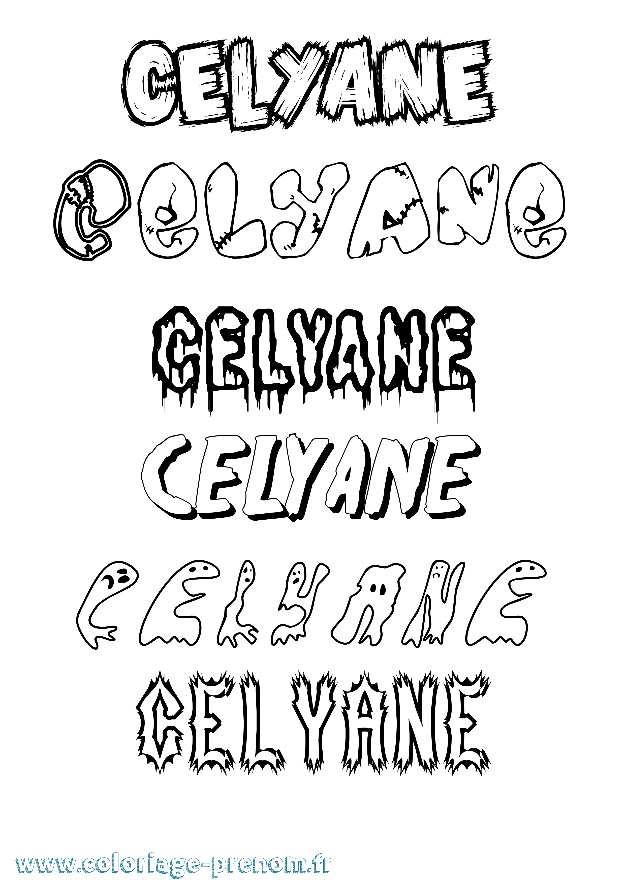 Coloriage Celyane Frisson Coloriage prénom Celyane Frisson