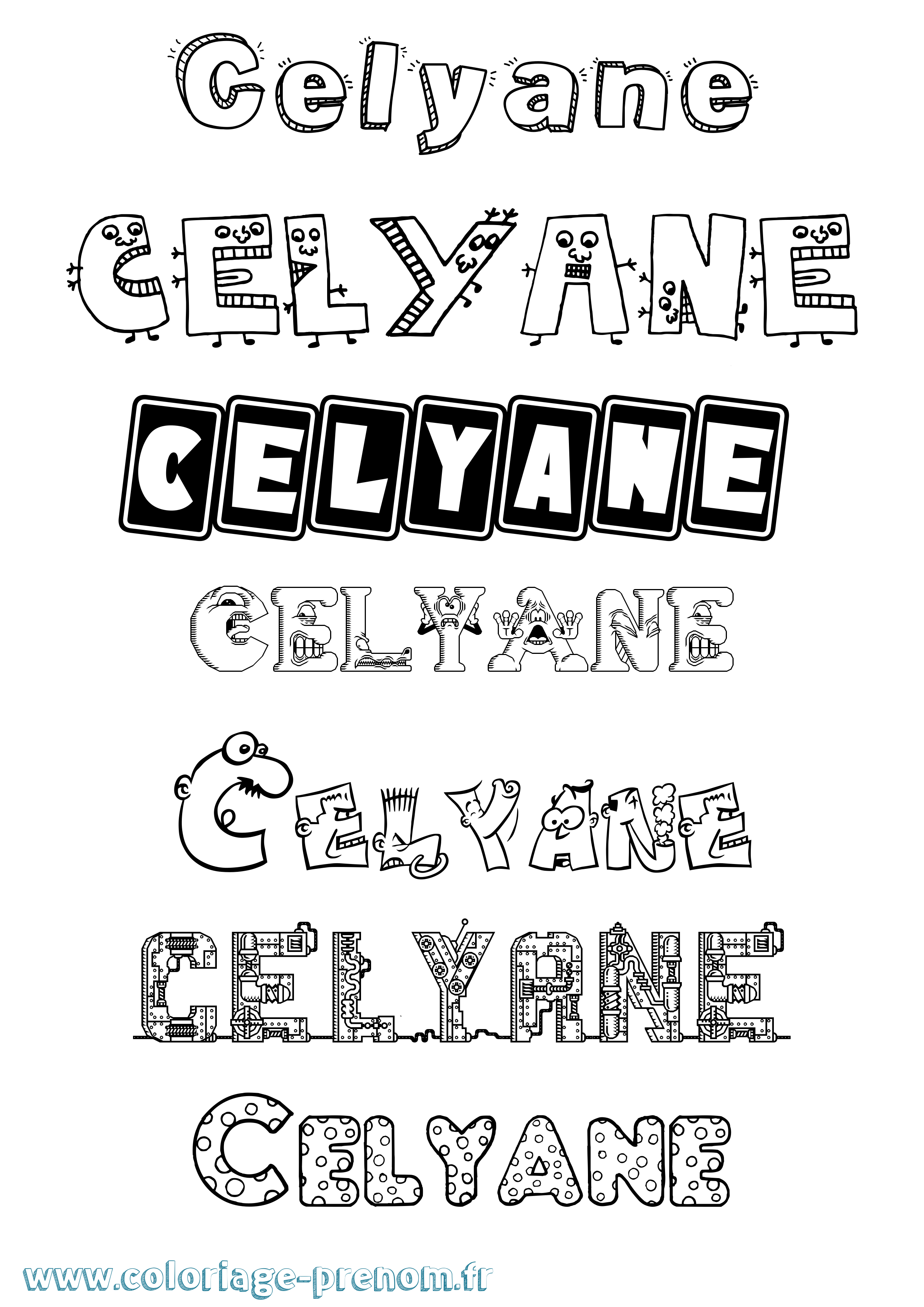 Coloriage Celyane Fun Coloriage prénom Celyane Fun