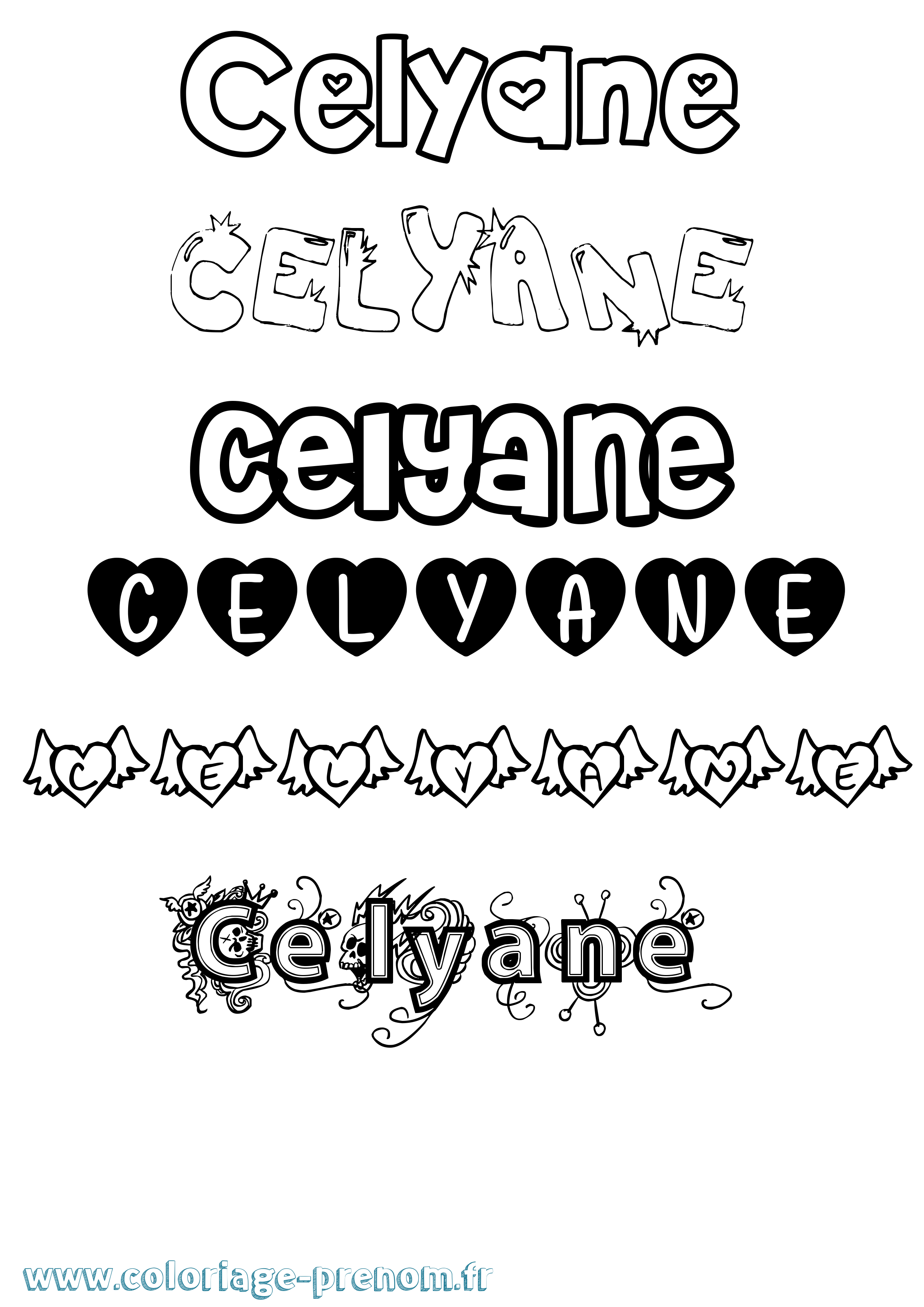 Coloriage Celyane Girly Coloriage prénom Celyane Girly