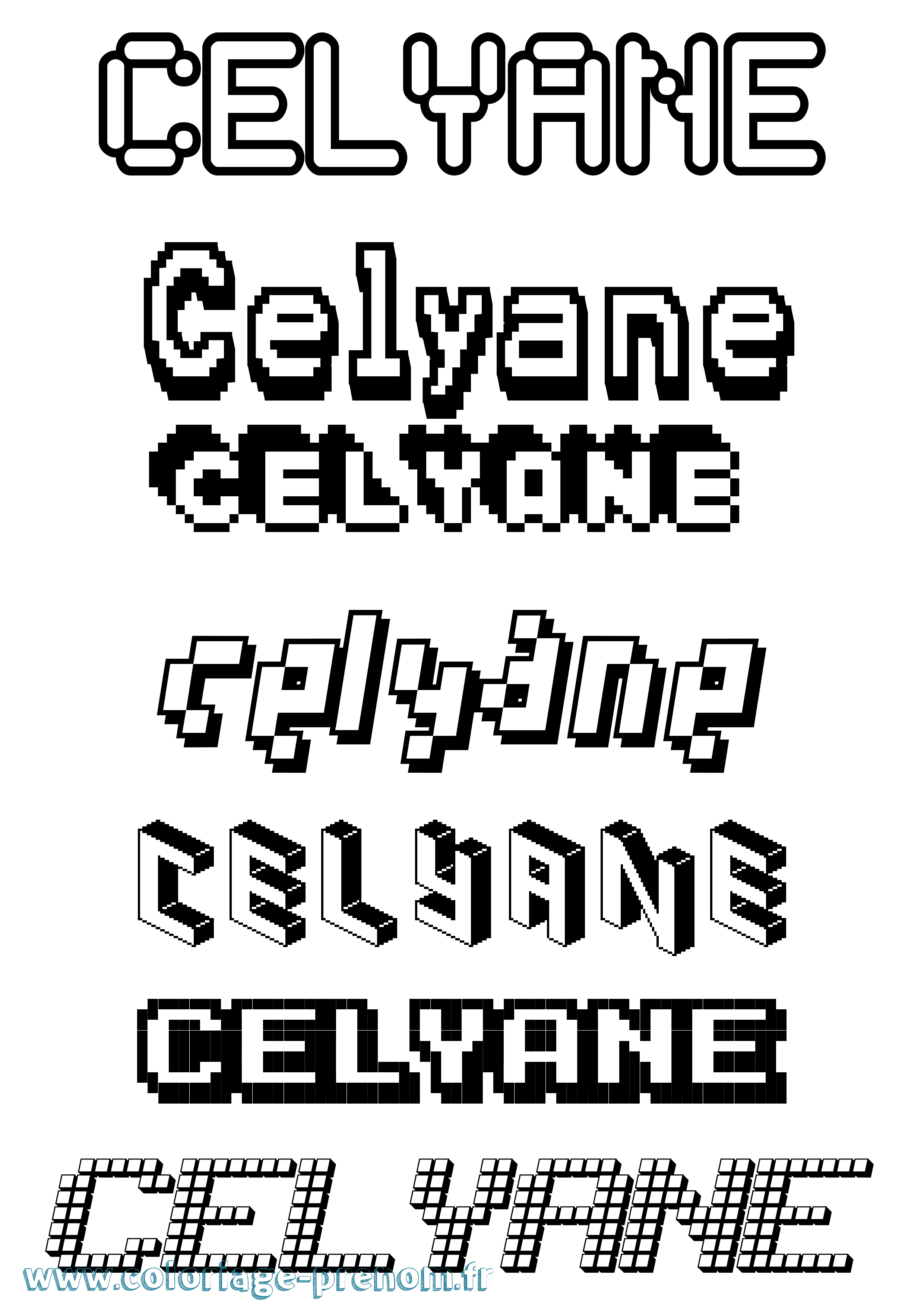 Coloriage Celyane Pixel Coloriage prénom Celyane Pixel