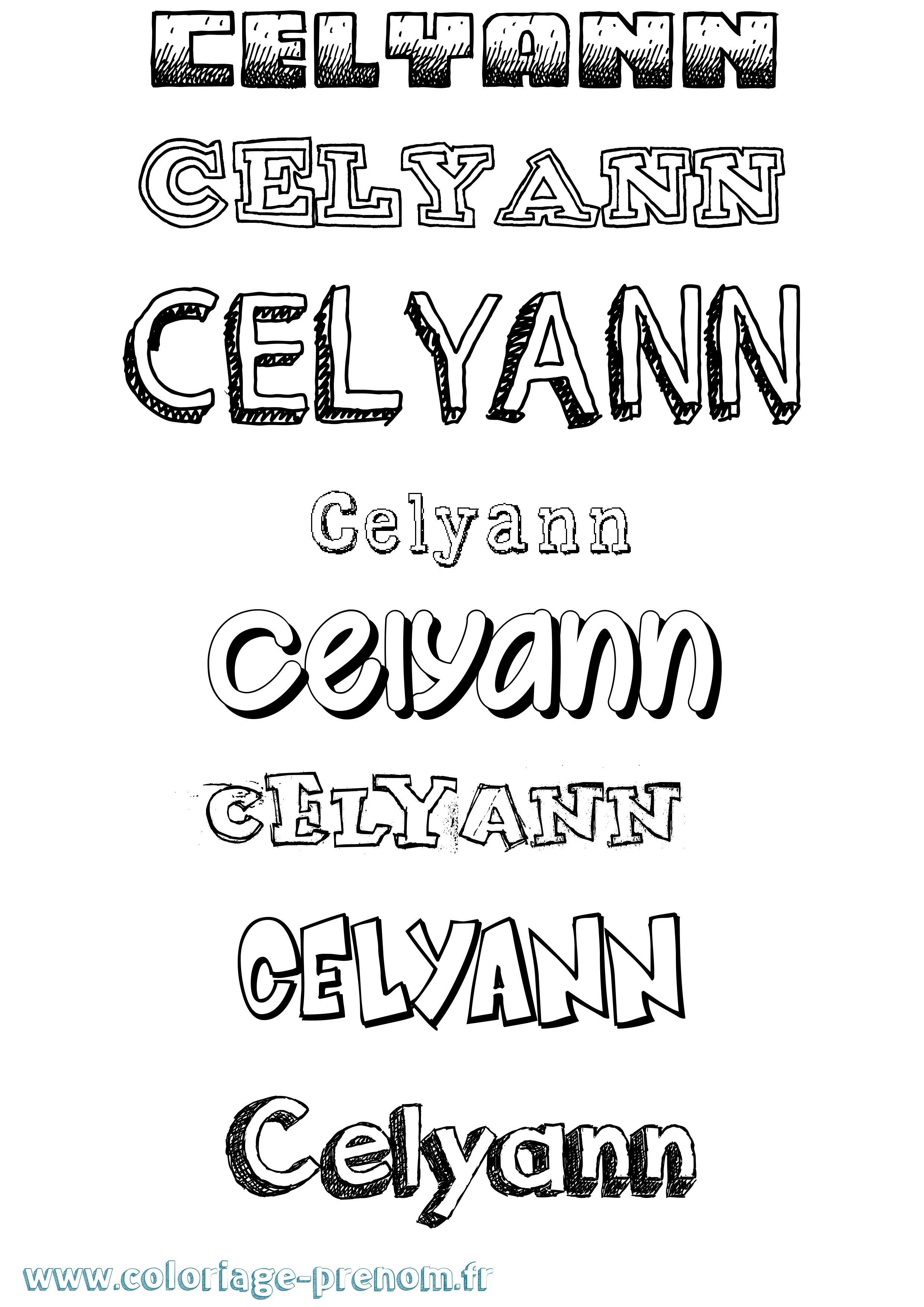 Coloriage prénom Celyann Dessiné