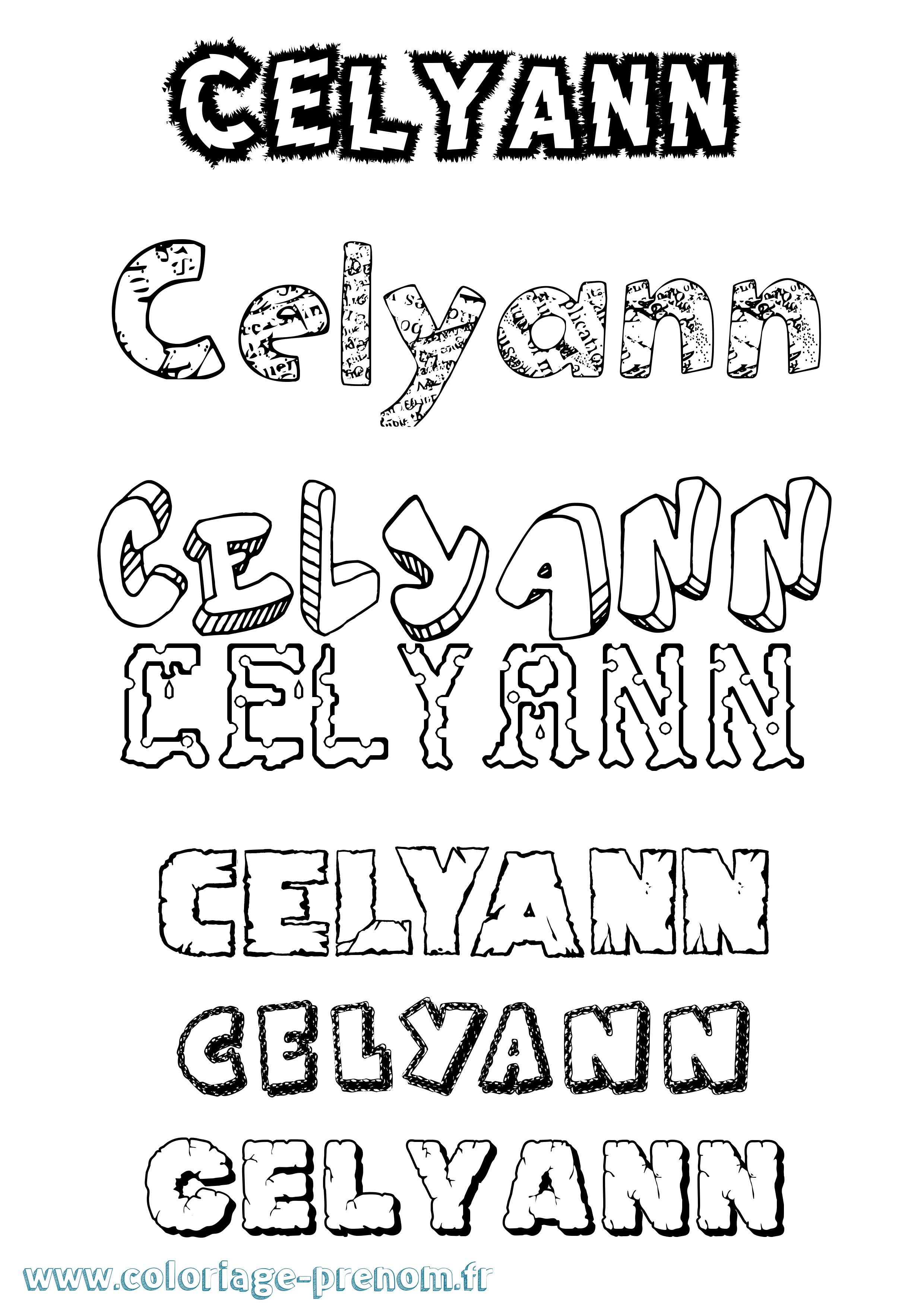 Coloriage Celyann Destructuré Coloriage prénom Celyann Destructuré