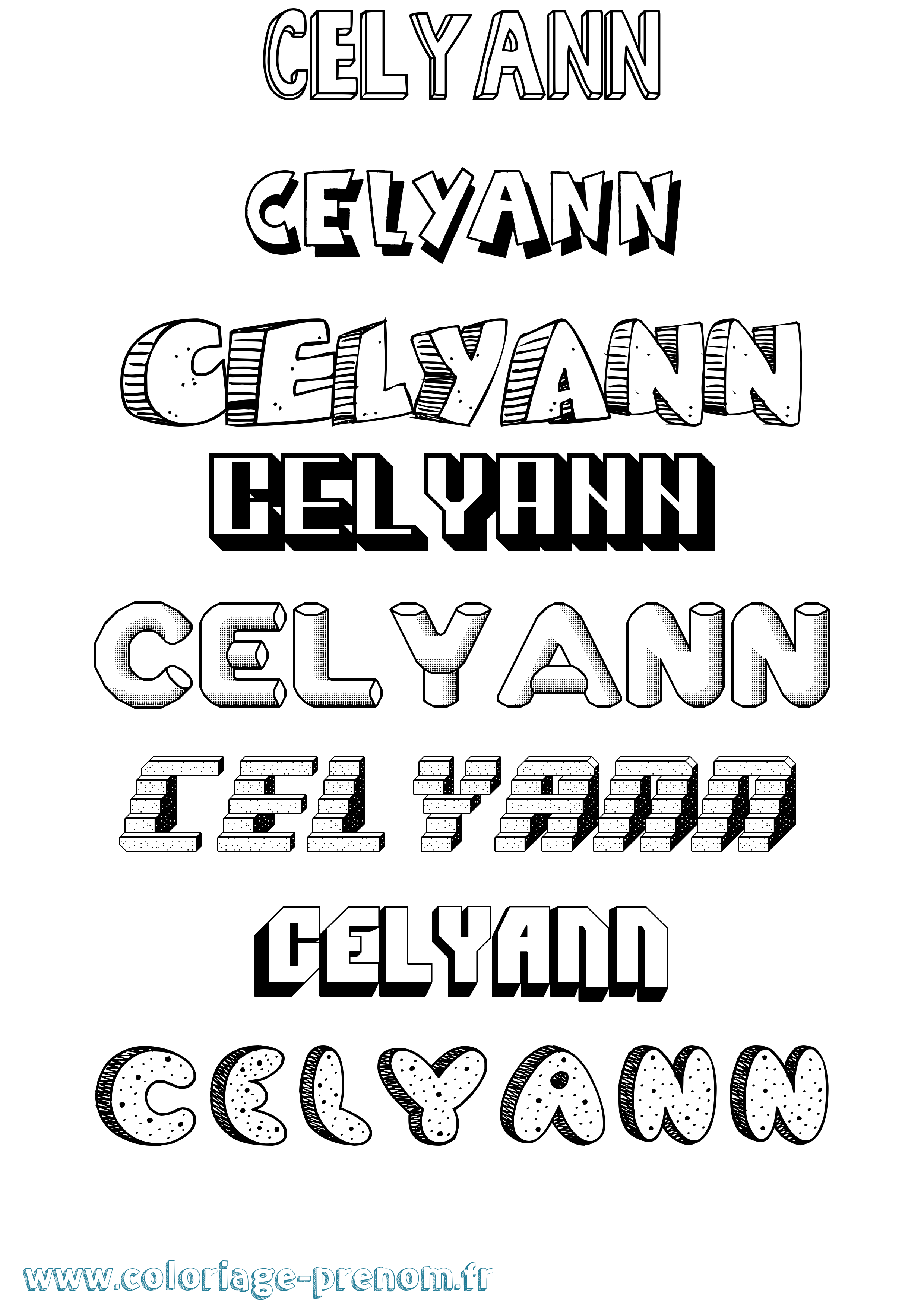 Coloriage Celyann Effet 3D Coloriage prénom Celyann Effet 3D