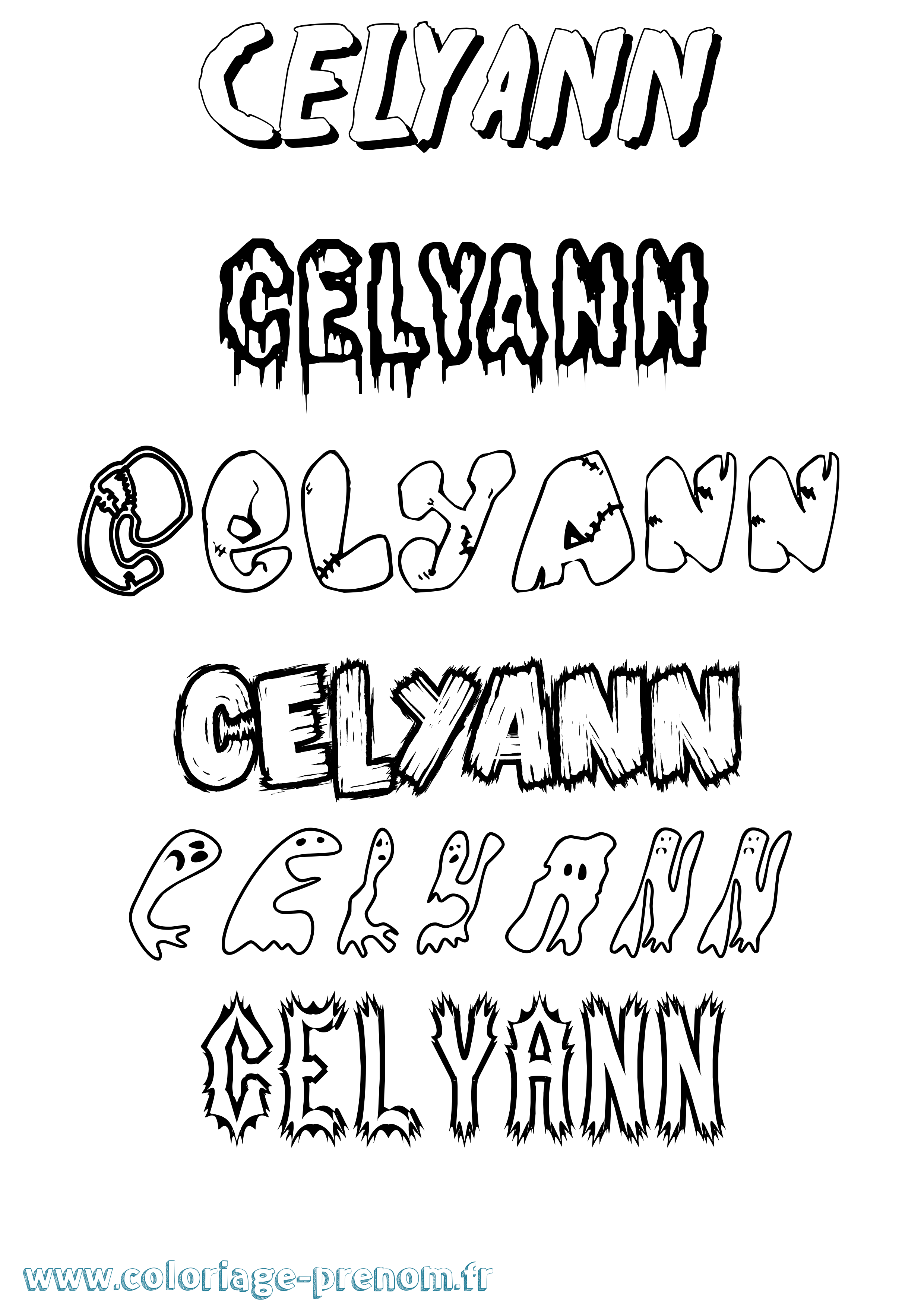Coloriage prénom Celyann Frisson