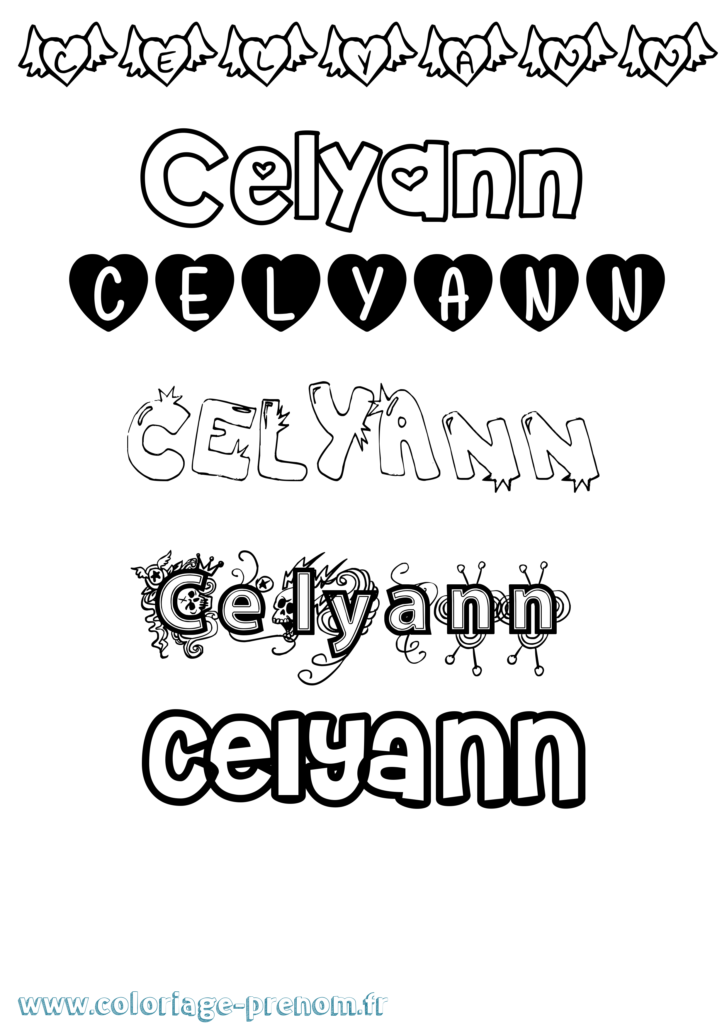 Coloriage Celyann Girly Coloriage prénom Celyann Girly