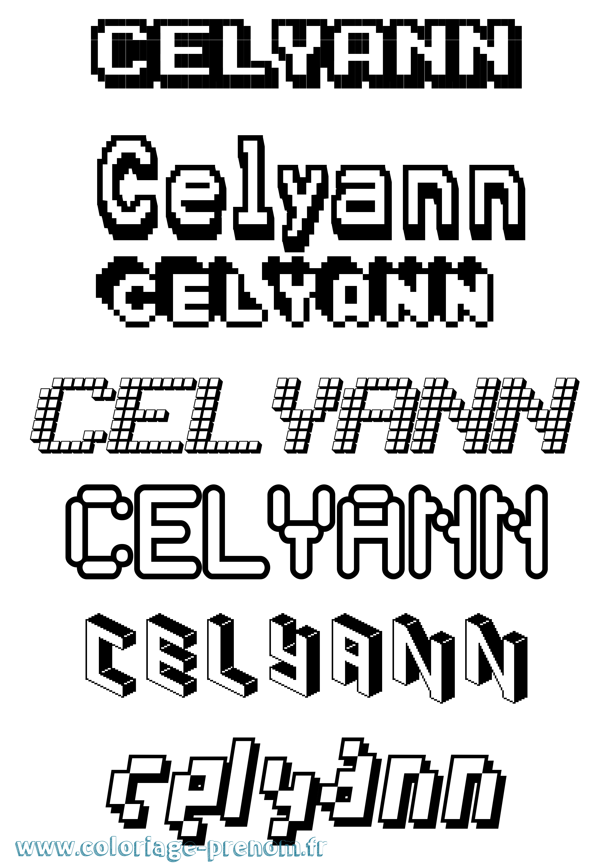 Coloriage prénom Celyann Pixel