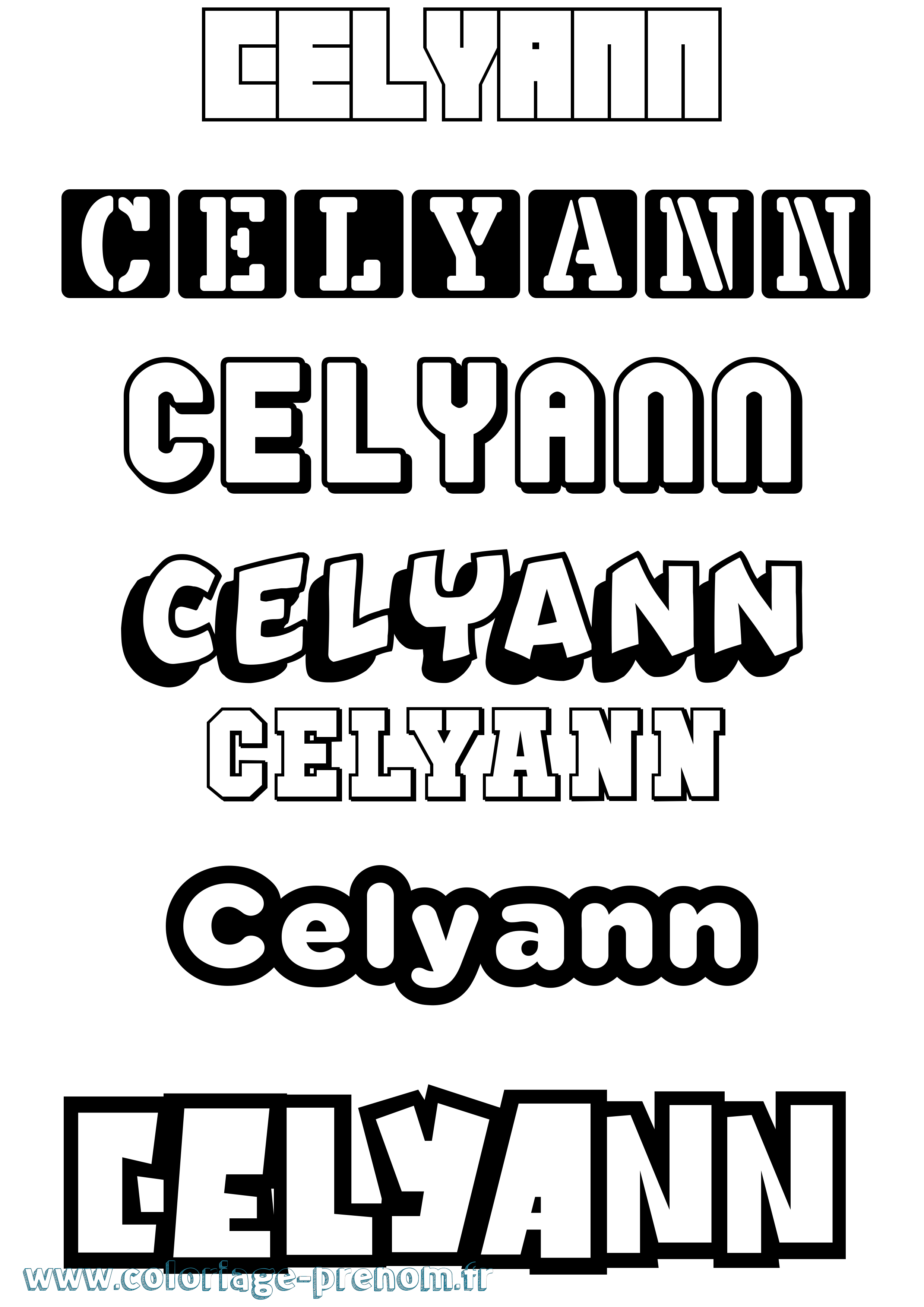 Coloriage prénom Celyann Simple