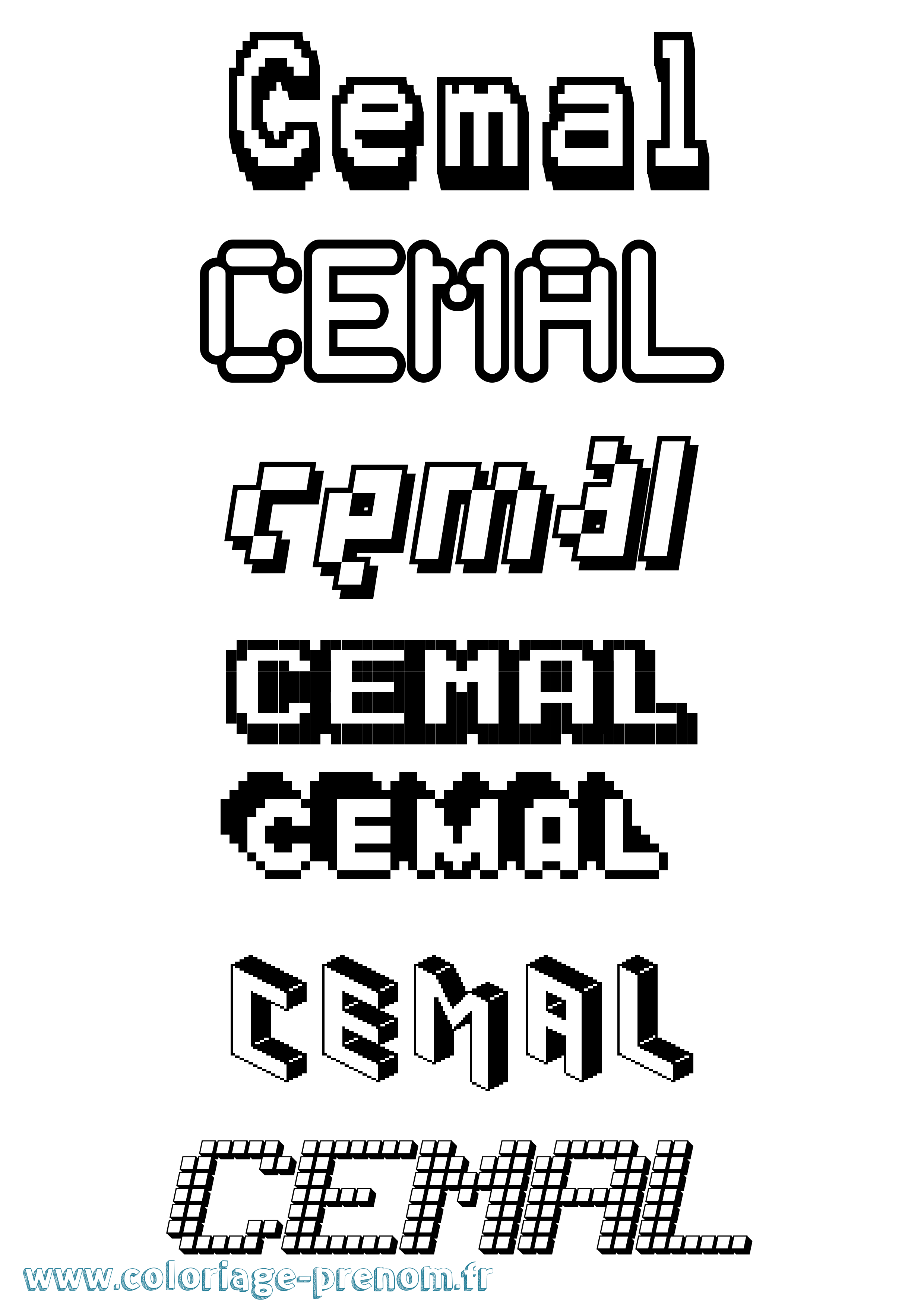 Coloriage prénom Cemal Pixel