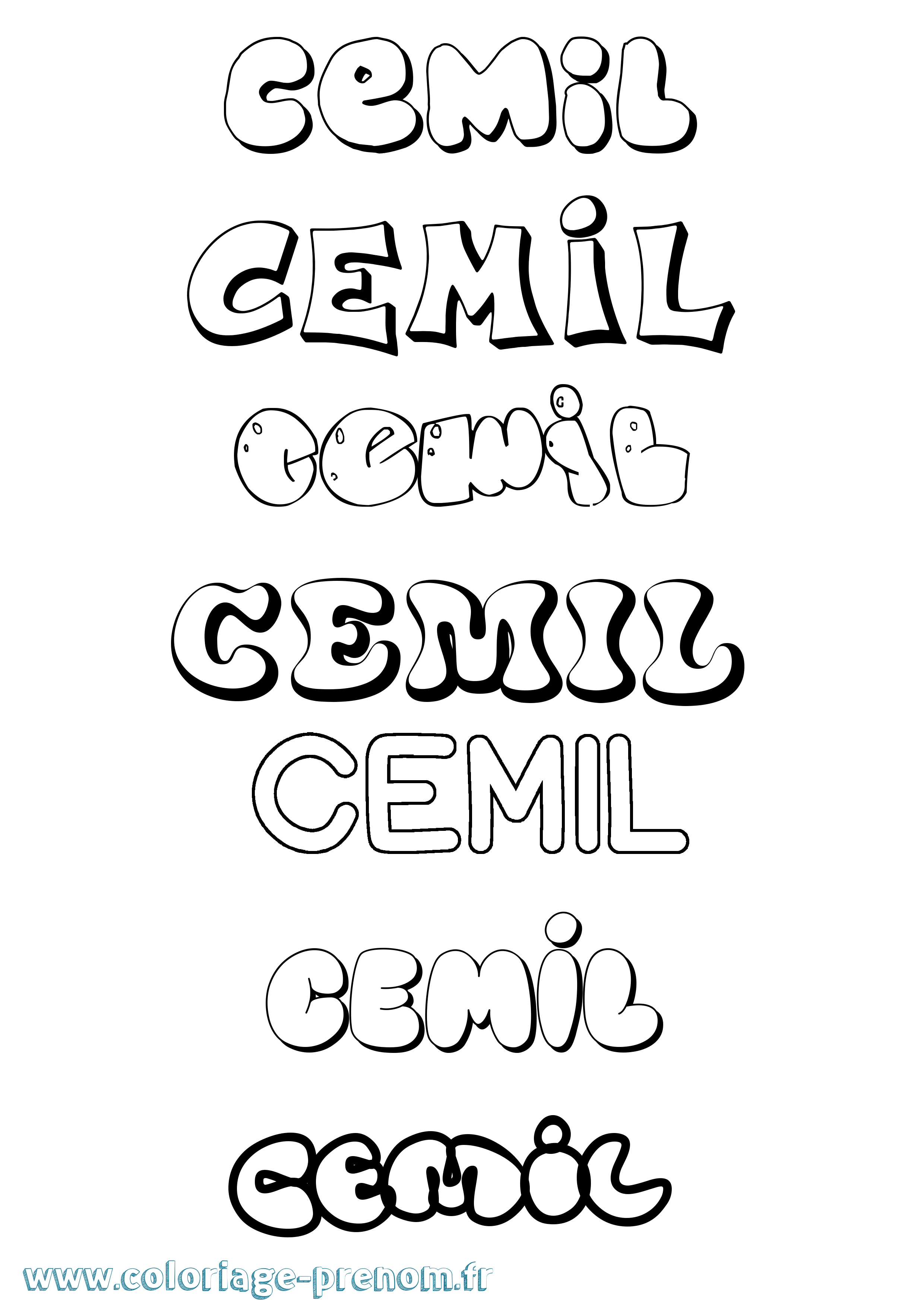 Coloriage prénom Cemil Bubble