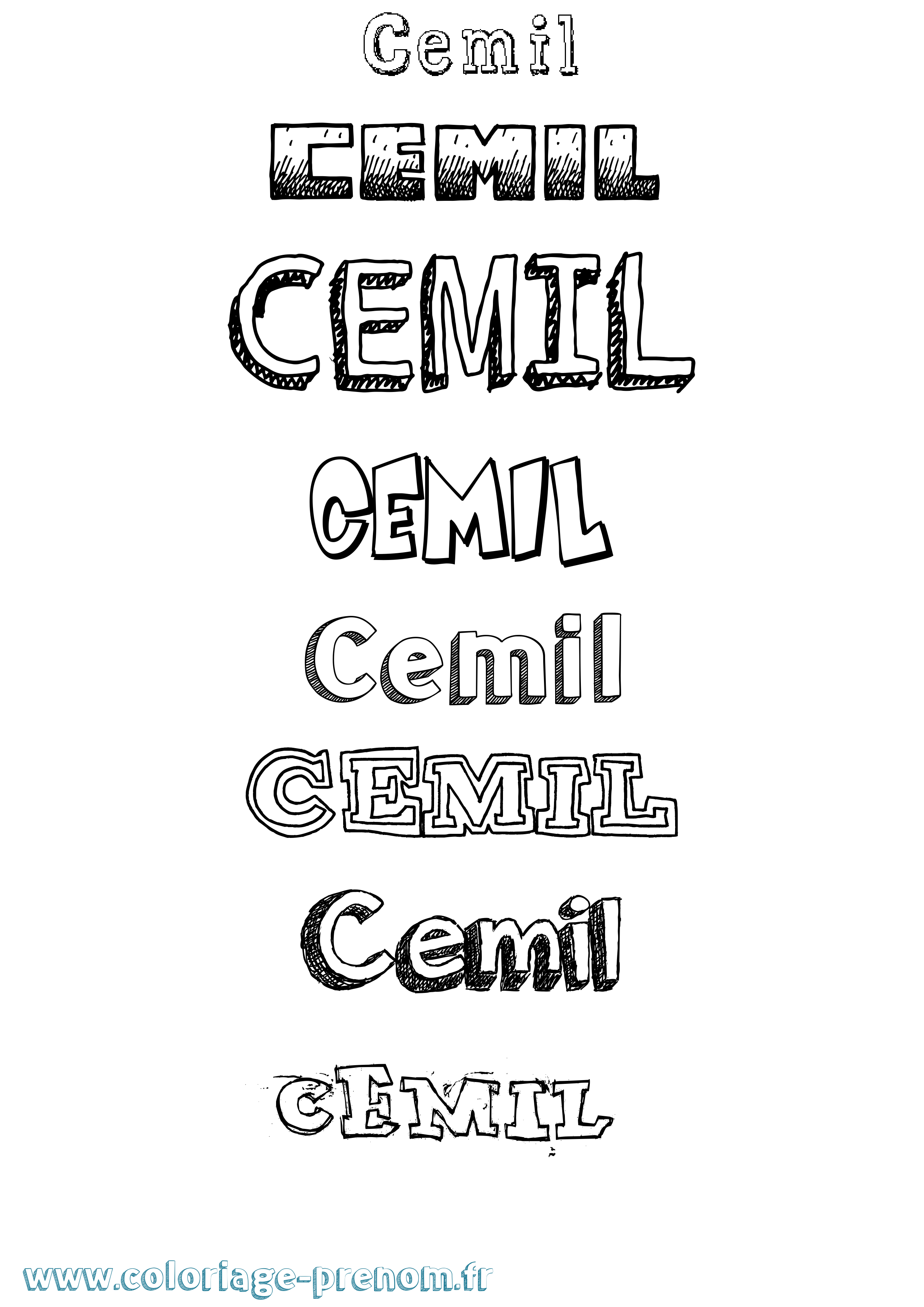 Coloriage prénom Cemil Dessiné