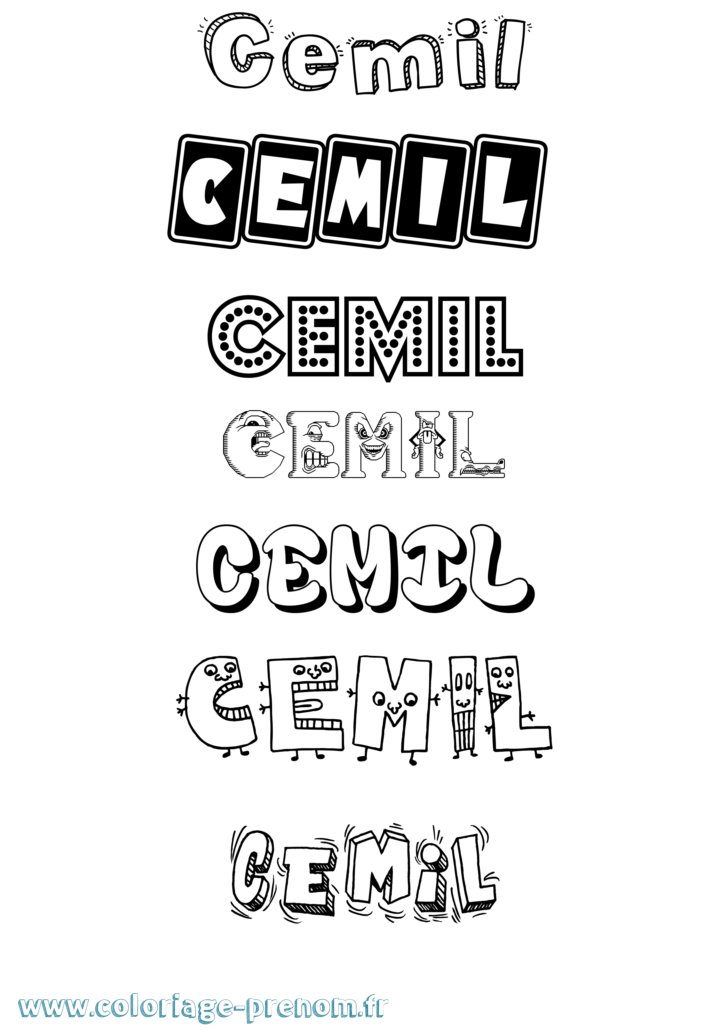 Coloriage prénom Cemil Fun