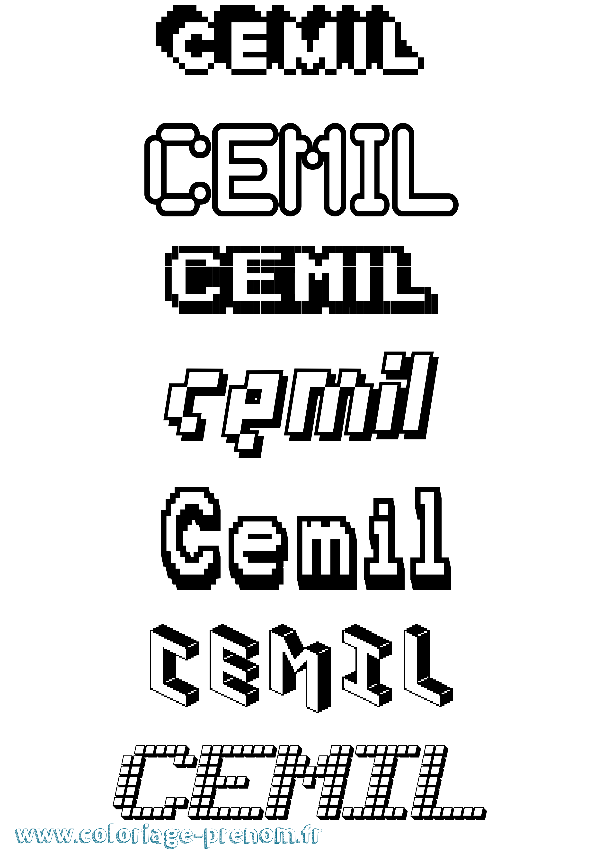 Coloriage prénom Cemil Pixel