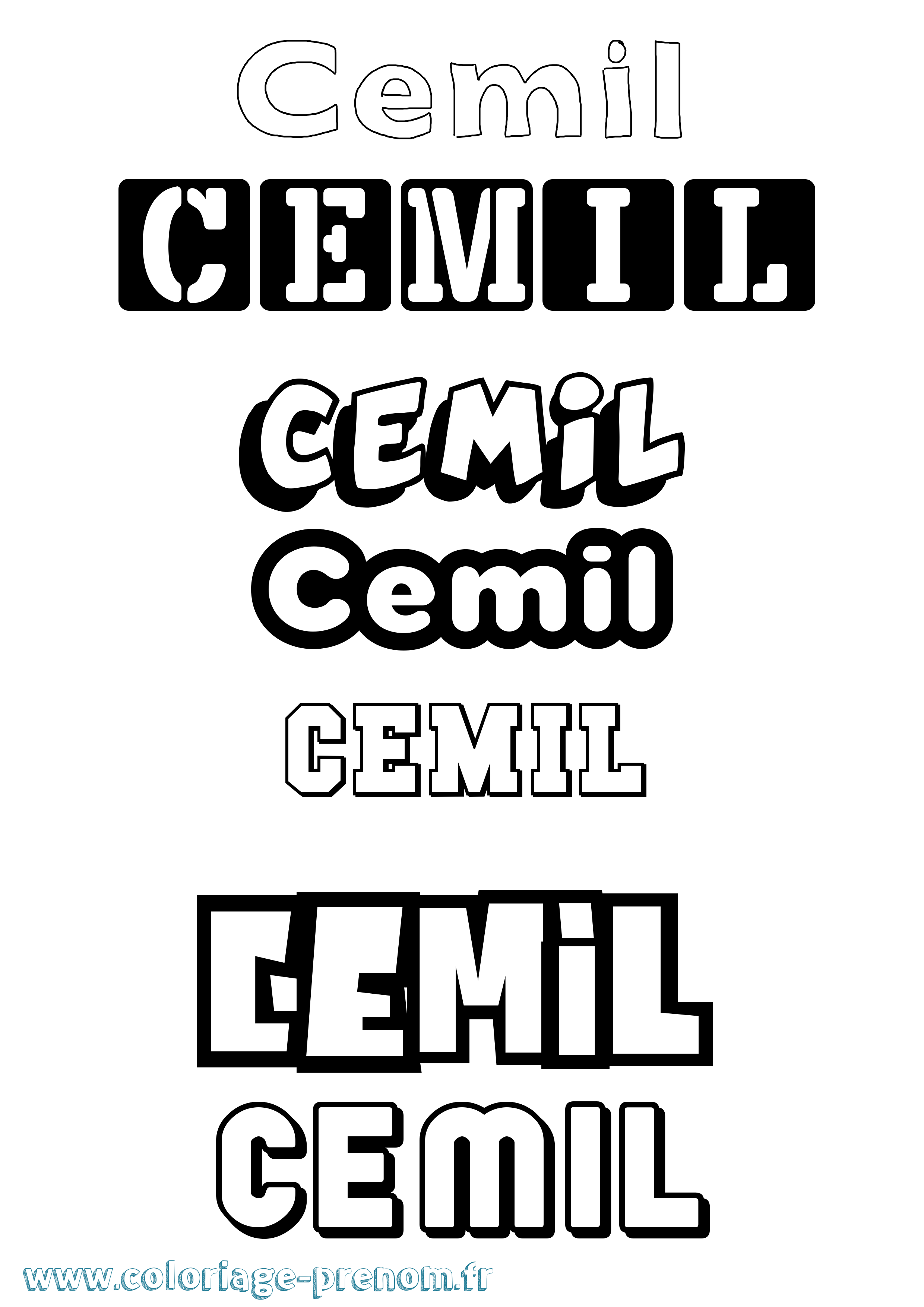Coloriage prénom Cemil Simple