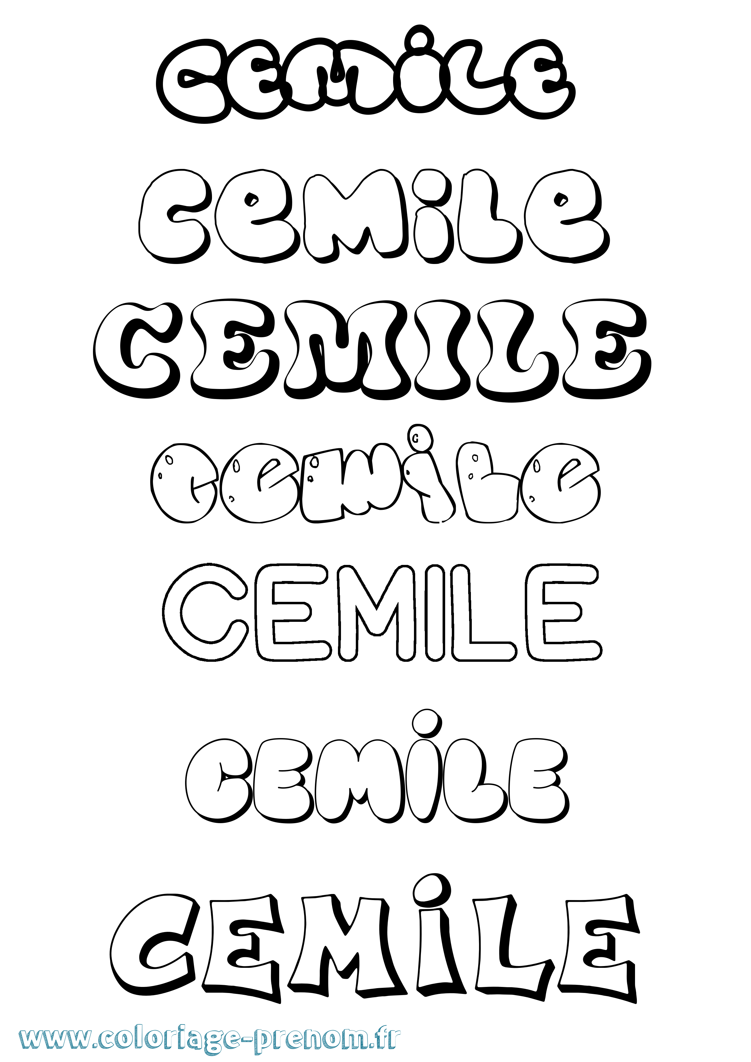 Coloriage prénom Cemile Bubble