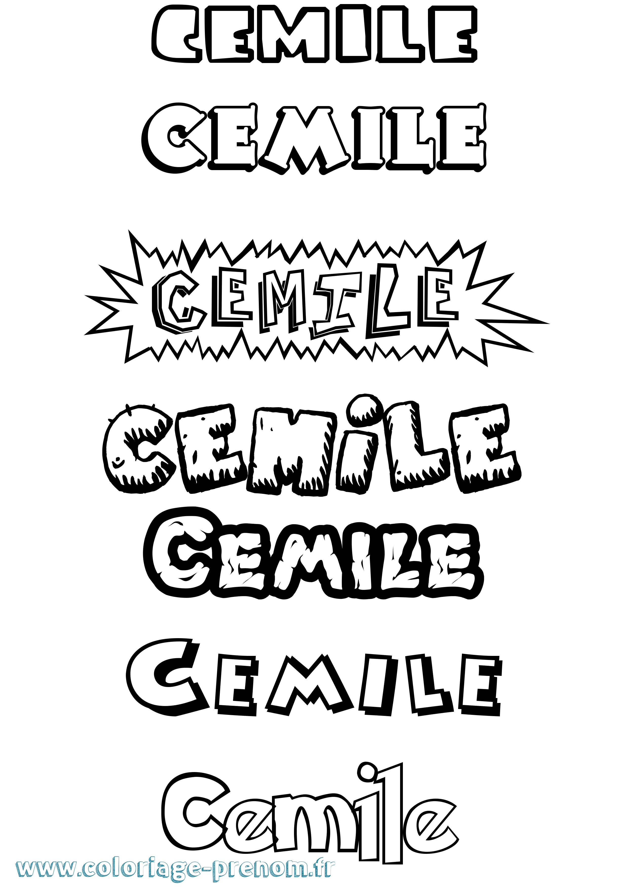 Coloriage Cemile Dessin Animé Coloriage prénom Cemile Dessin Animé
