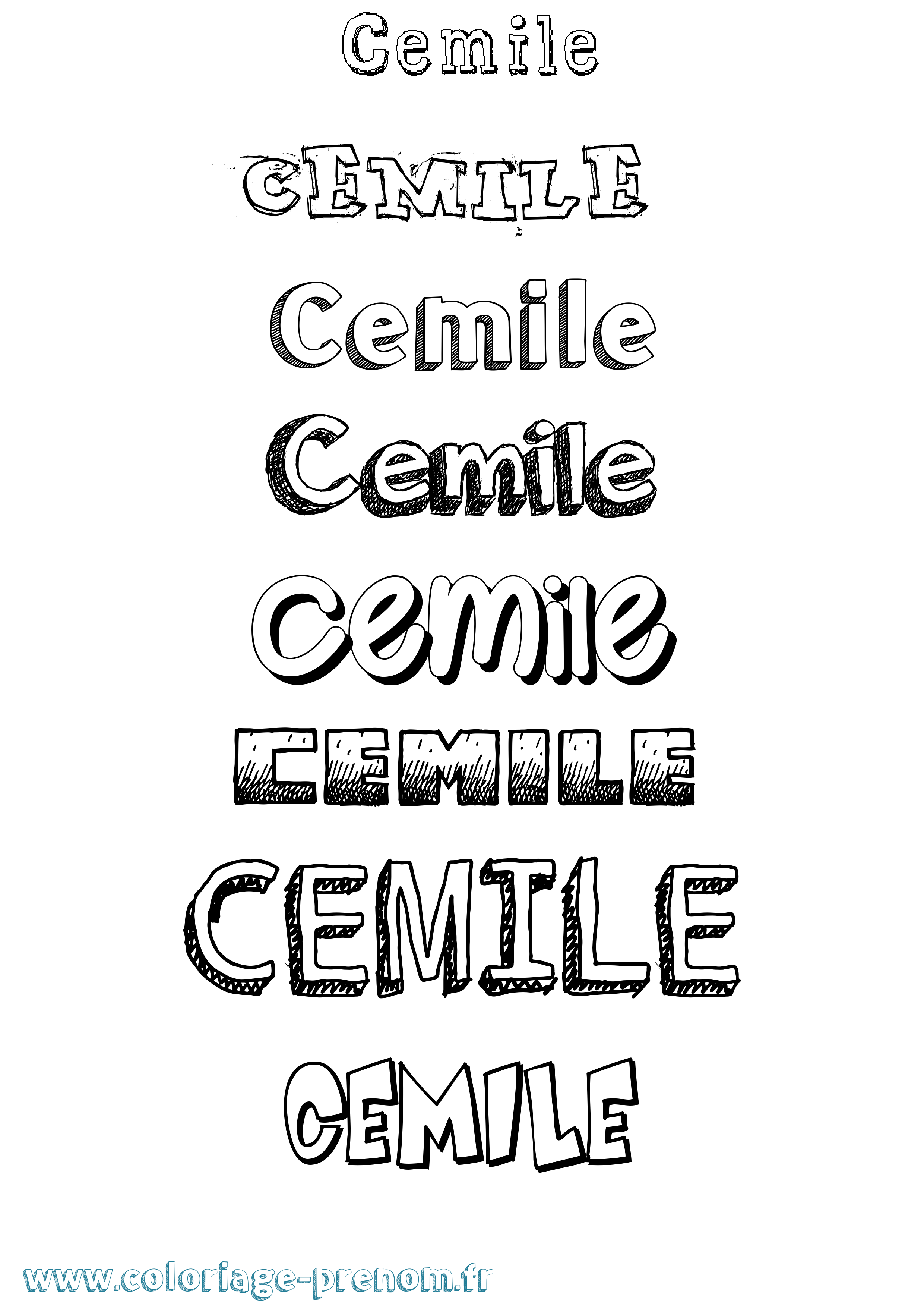 Coloriage prénom Cemile Dessiné