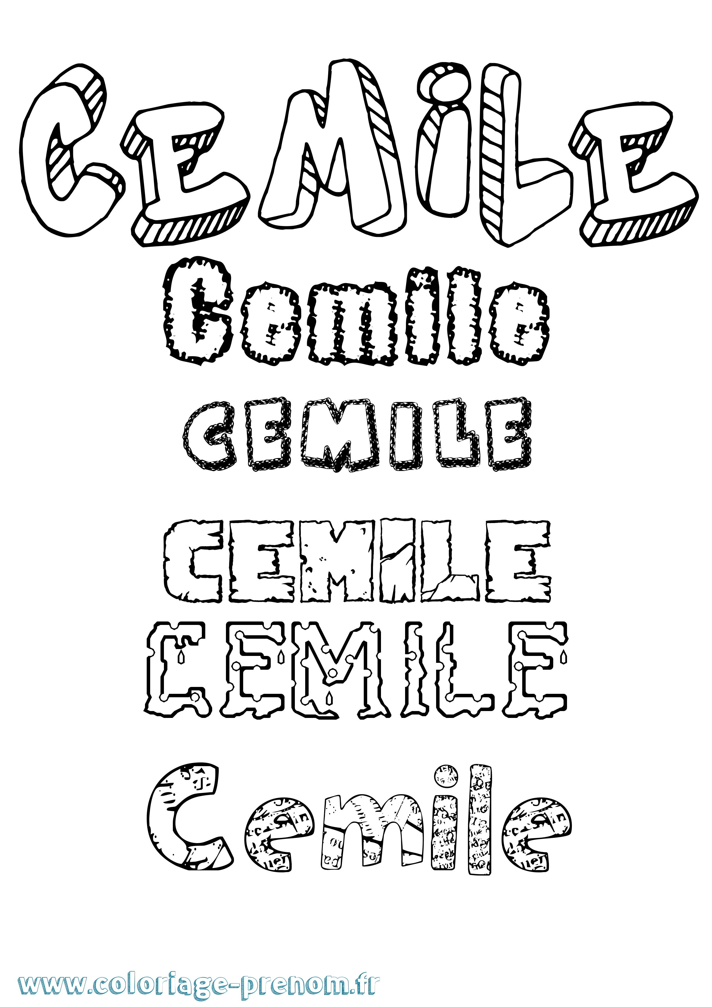 Coloriage Cemile Destructuré Coloriage prénom Cemile Destructuré