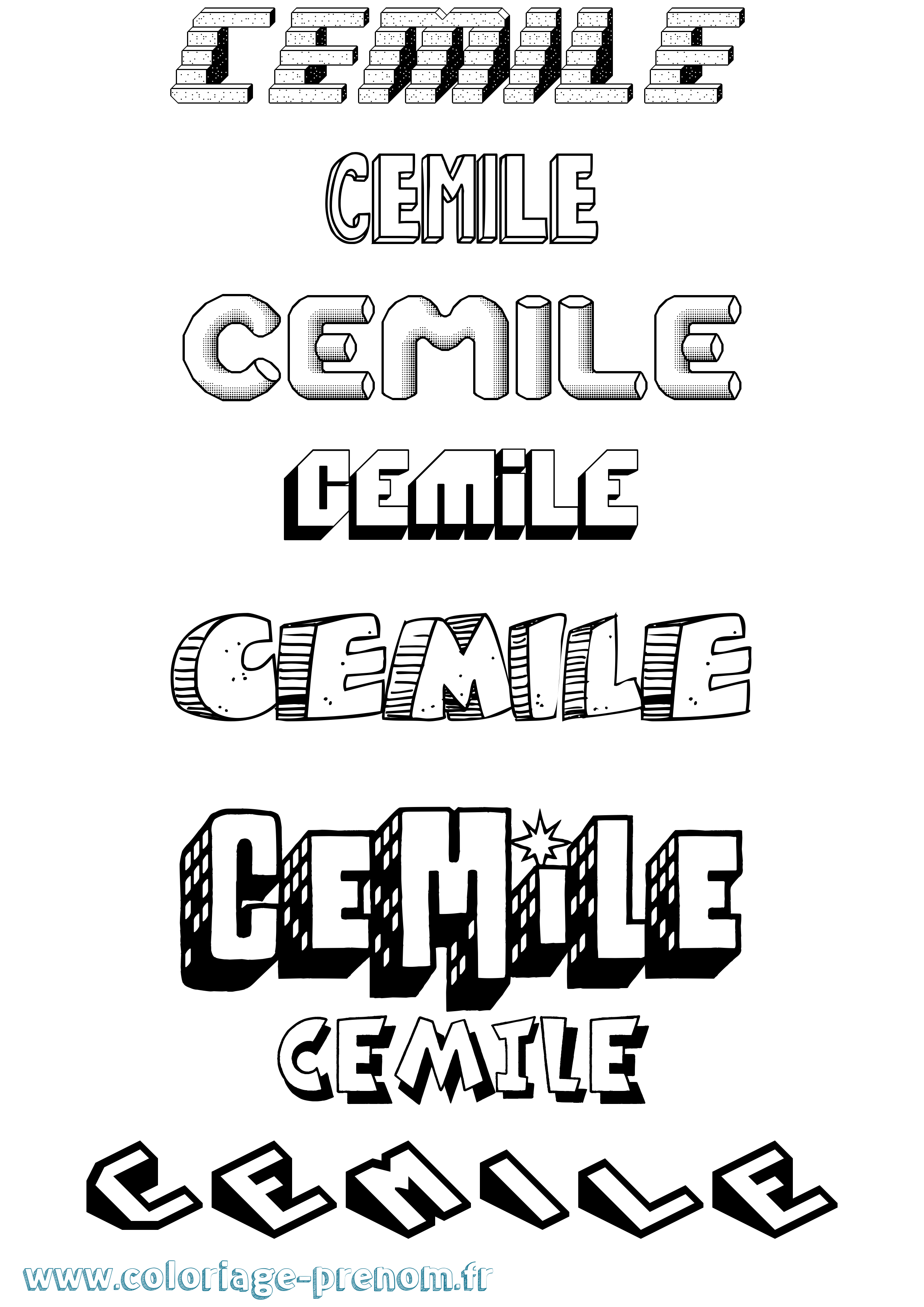 Coloriage Cemile Effet 3D Coloriage prénom Cemile Effet 3D