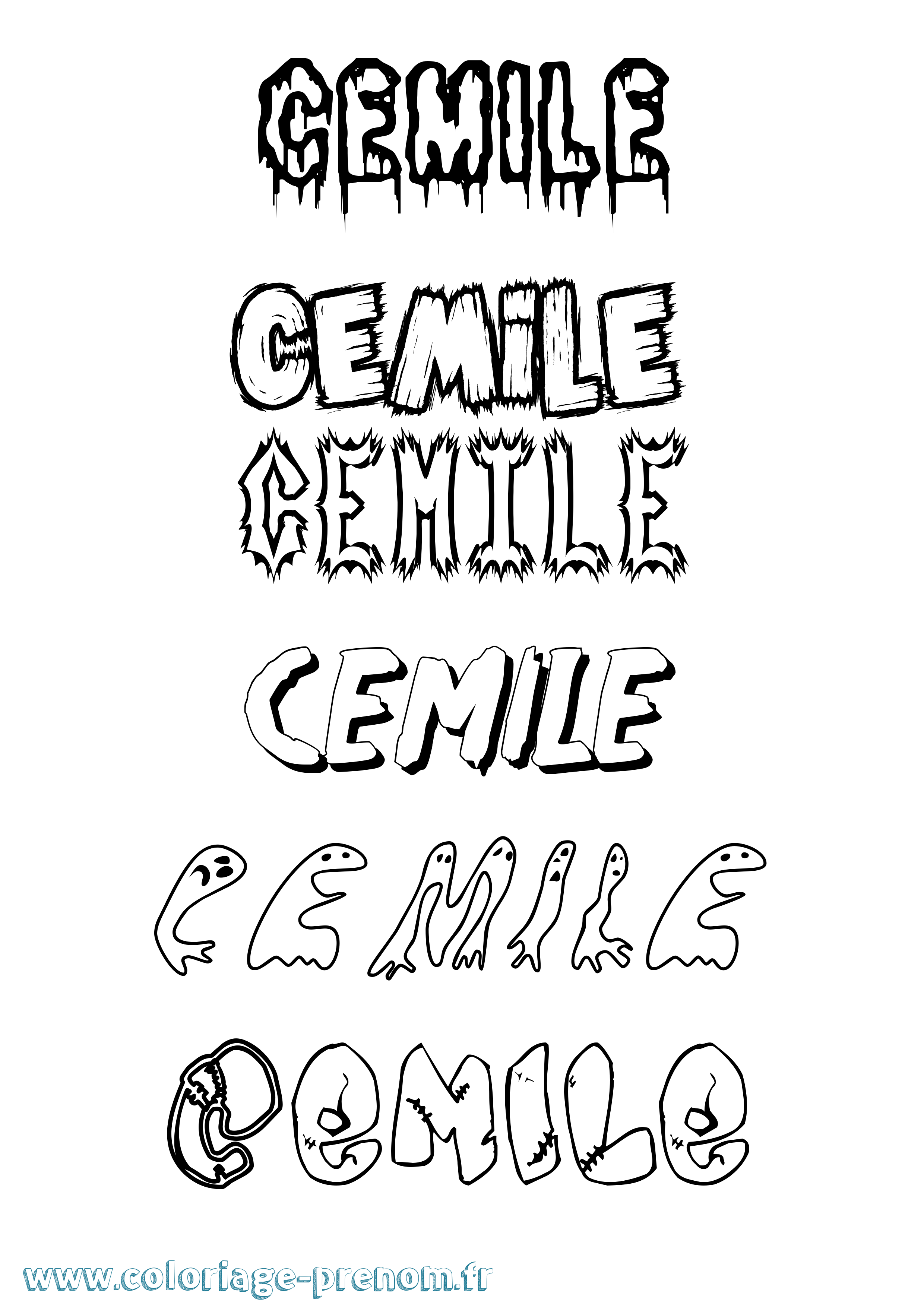 Coloriage Cemile Frisson Coloriage prénom Cemile Frisson