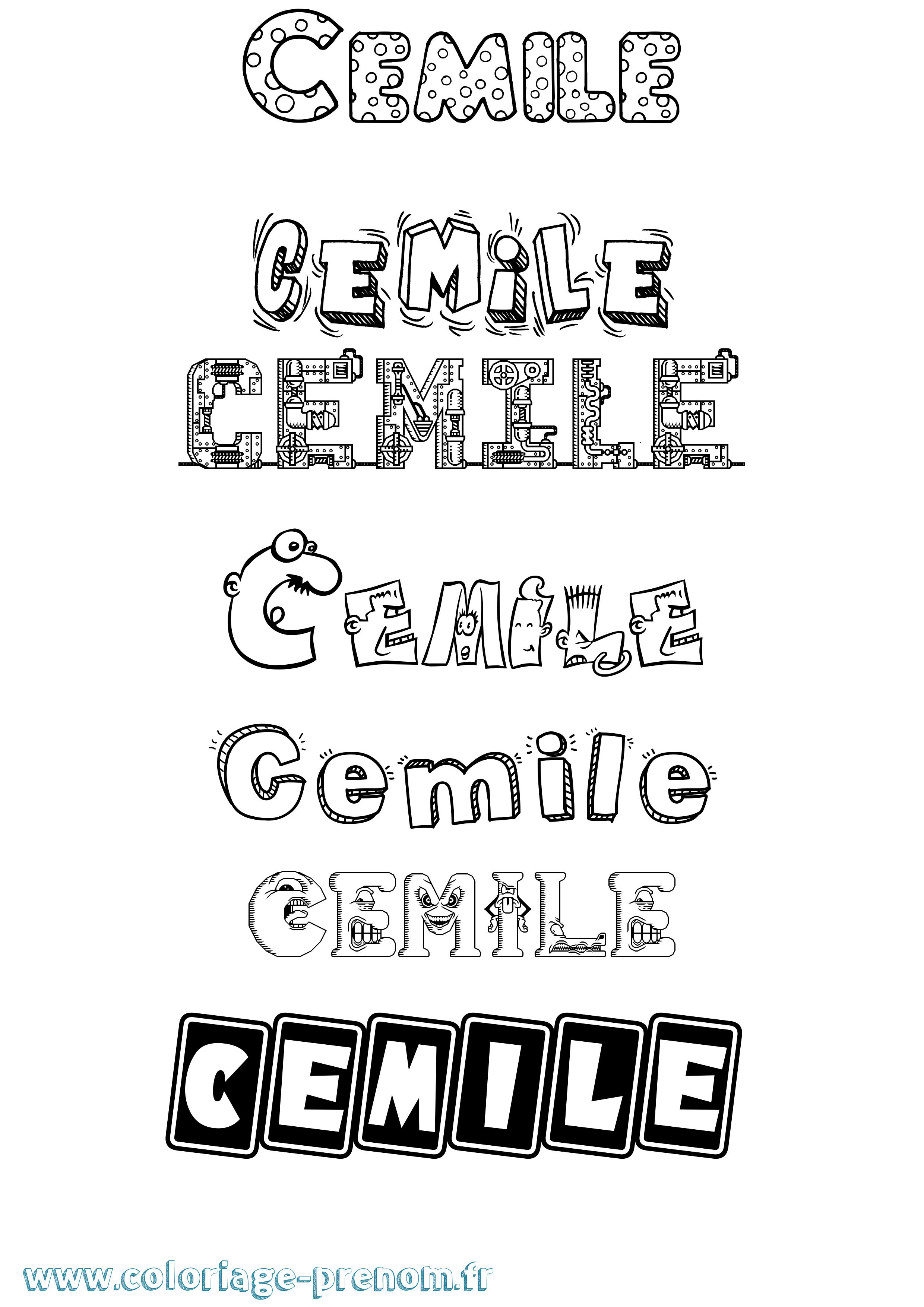 Coloriage Cemile Fun Coloriage prénom Cemile Fun