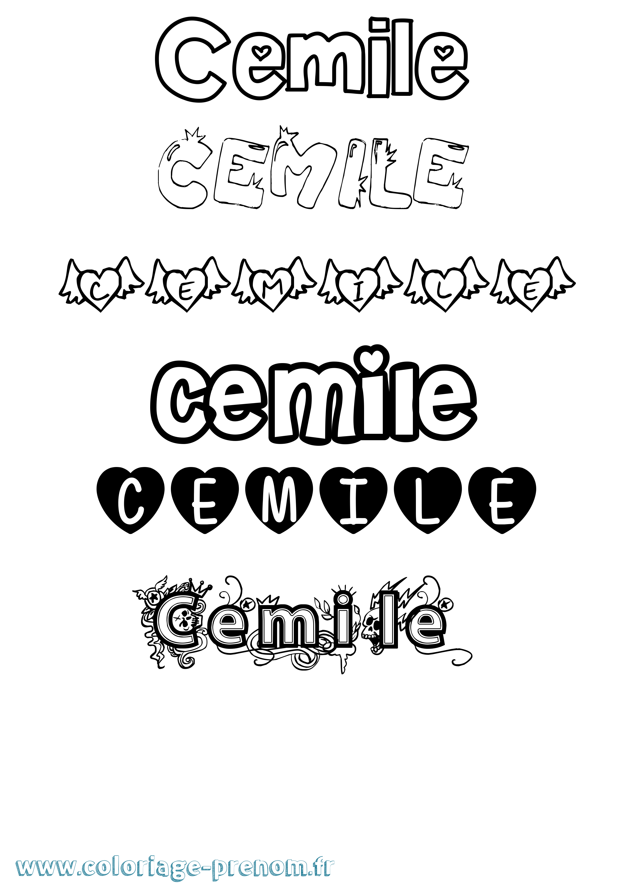 Coloriage Cemile Girly Coloriage prénom Cemile Girly