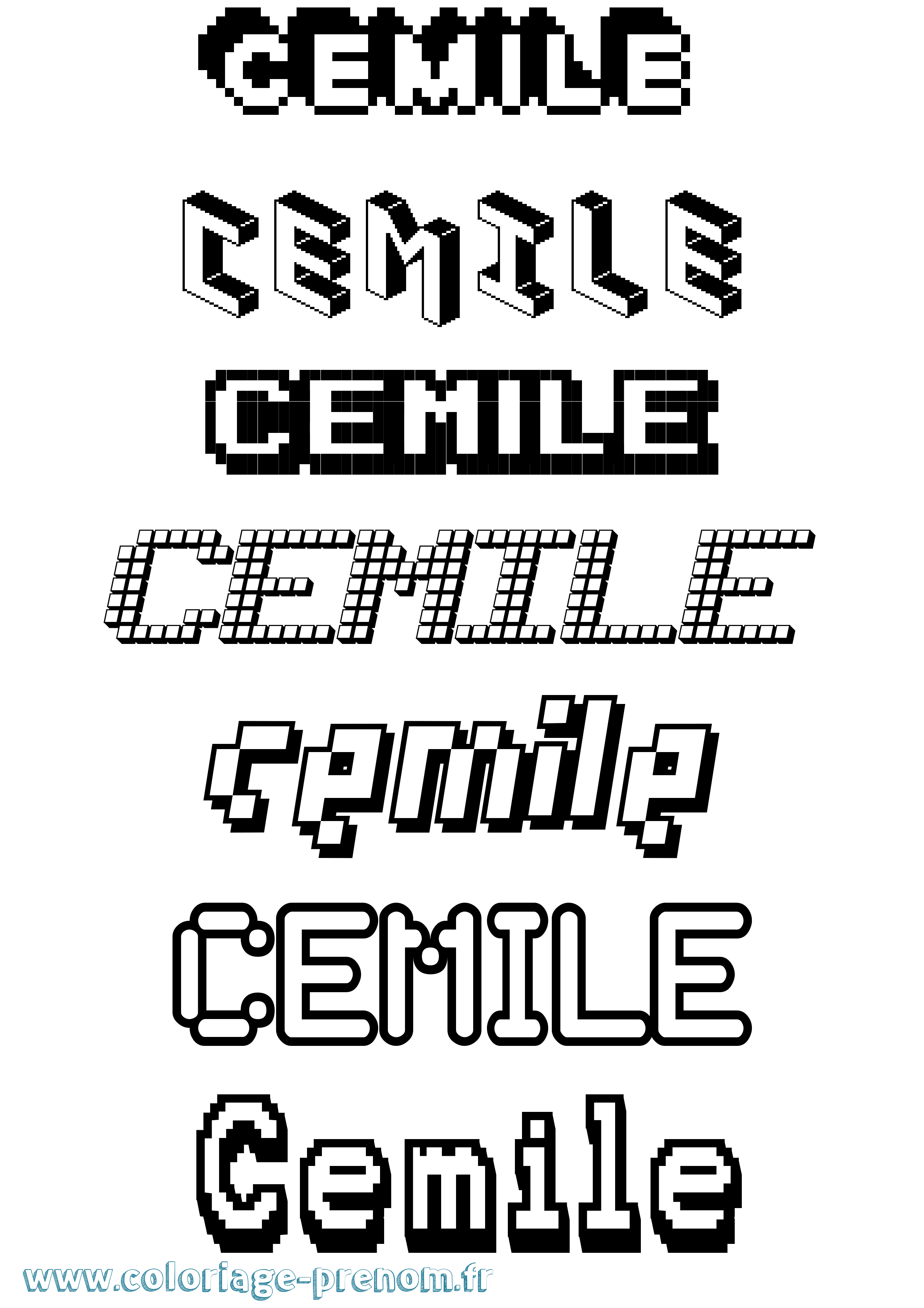 Coloriage Cemile Pixel Coloriage prénom Cemile Pixel